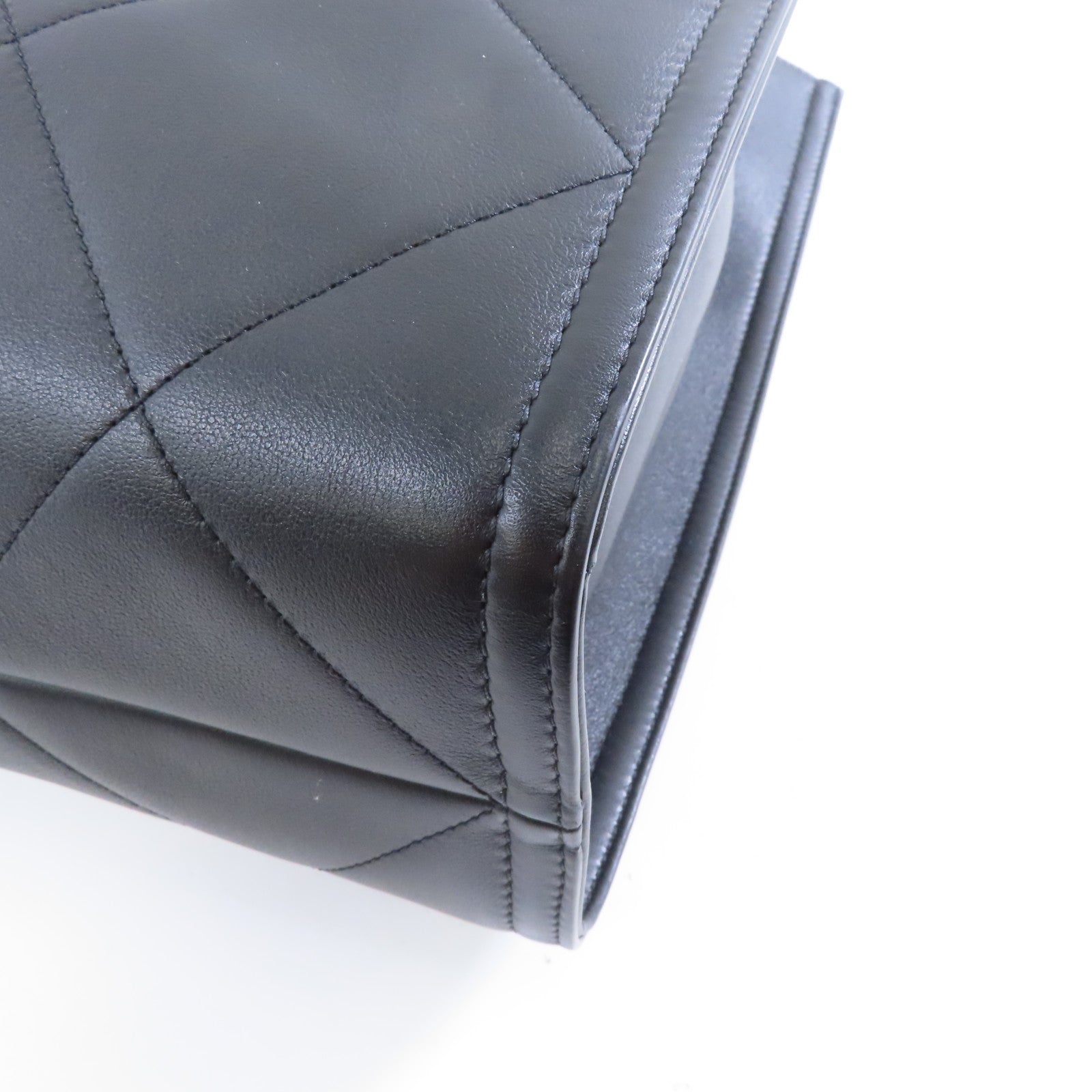 CHANEL 菱格羊皮皮革Shoulder Tote金扣肩背袋黑色