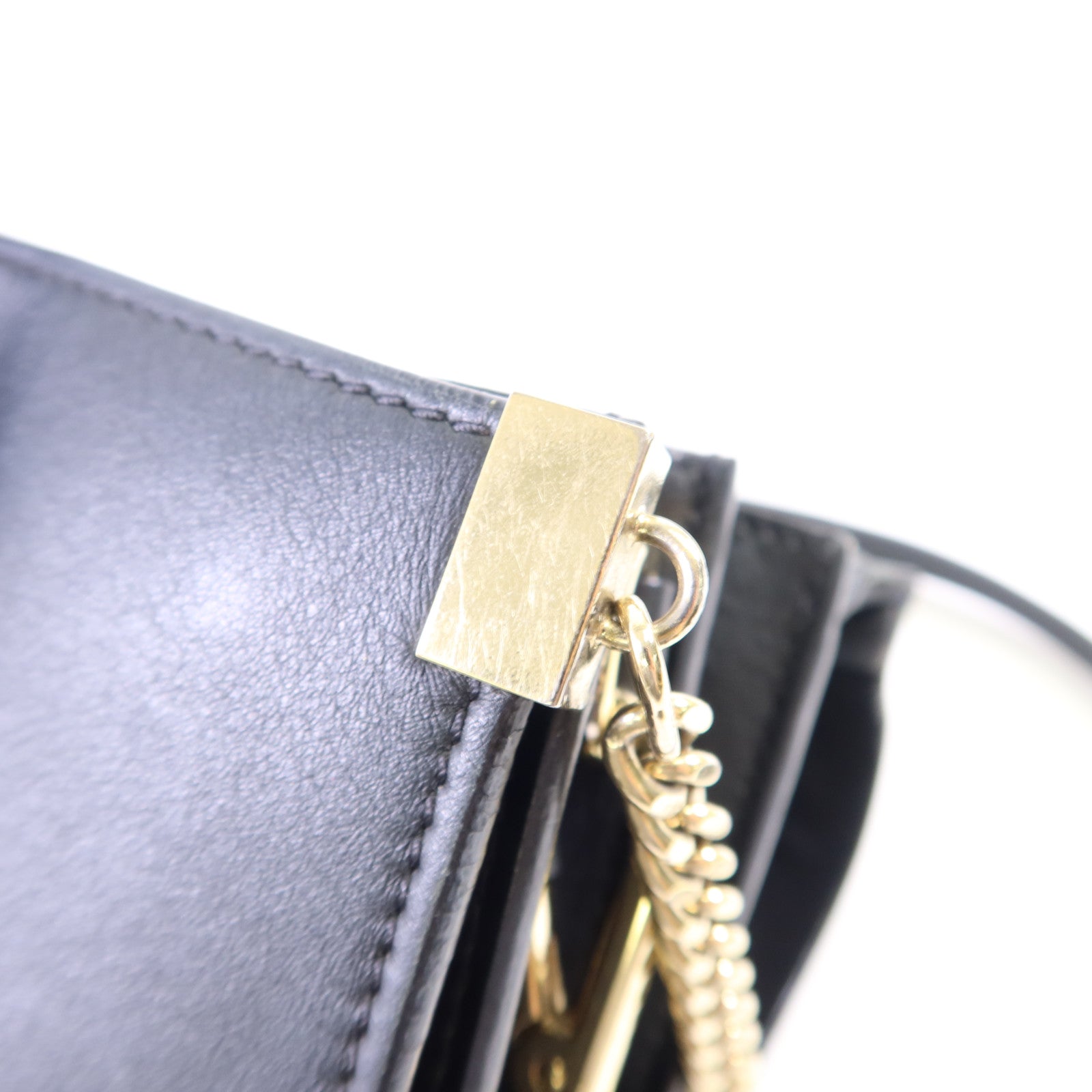 Chloe 牛皮皮革/麂皮皮革Faye金扣肩背袋