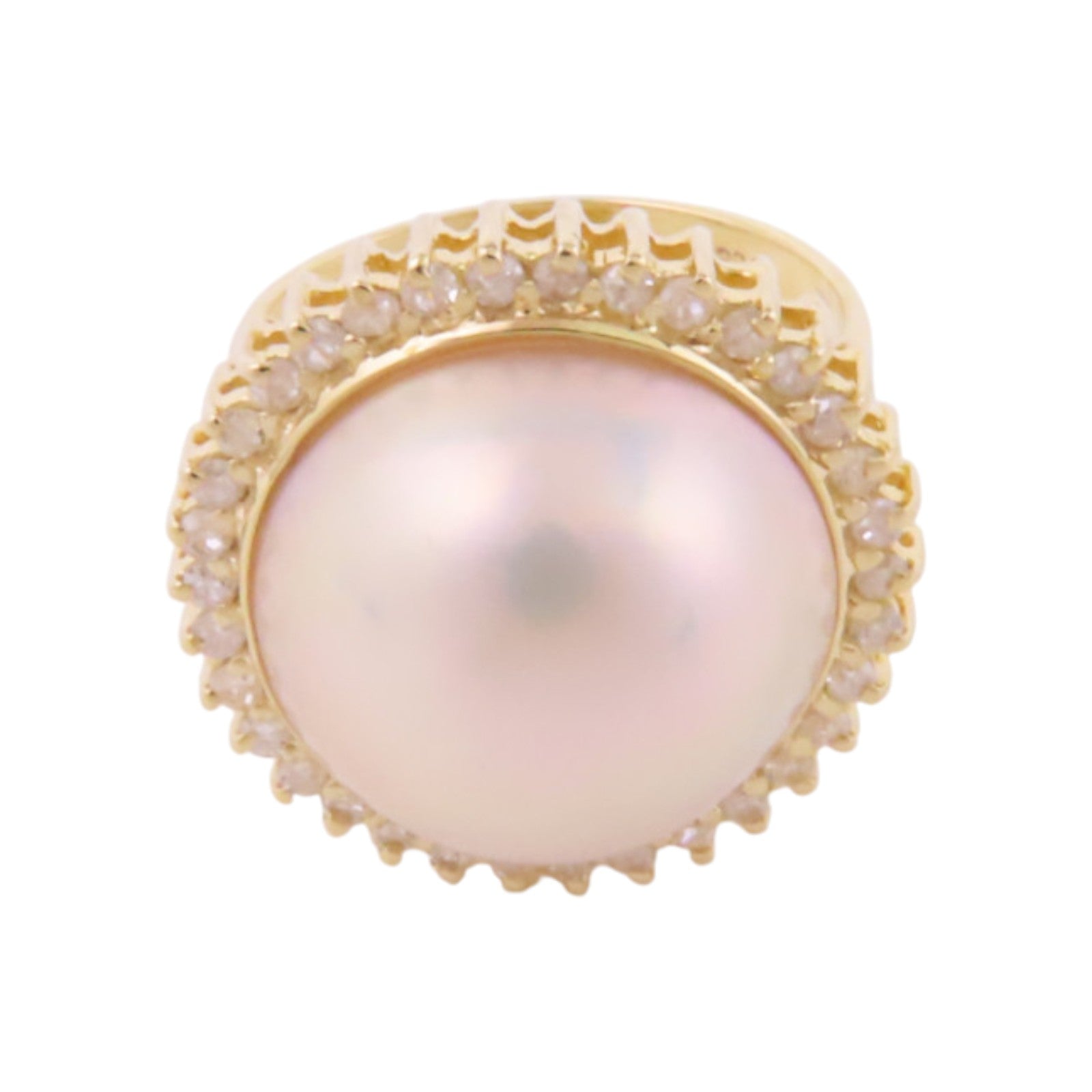 JEWELRY 14K黃金Pearl Diamond Ring珍珠/鑽石戒指US#4.75