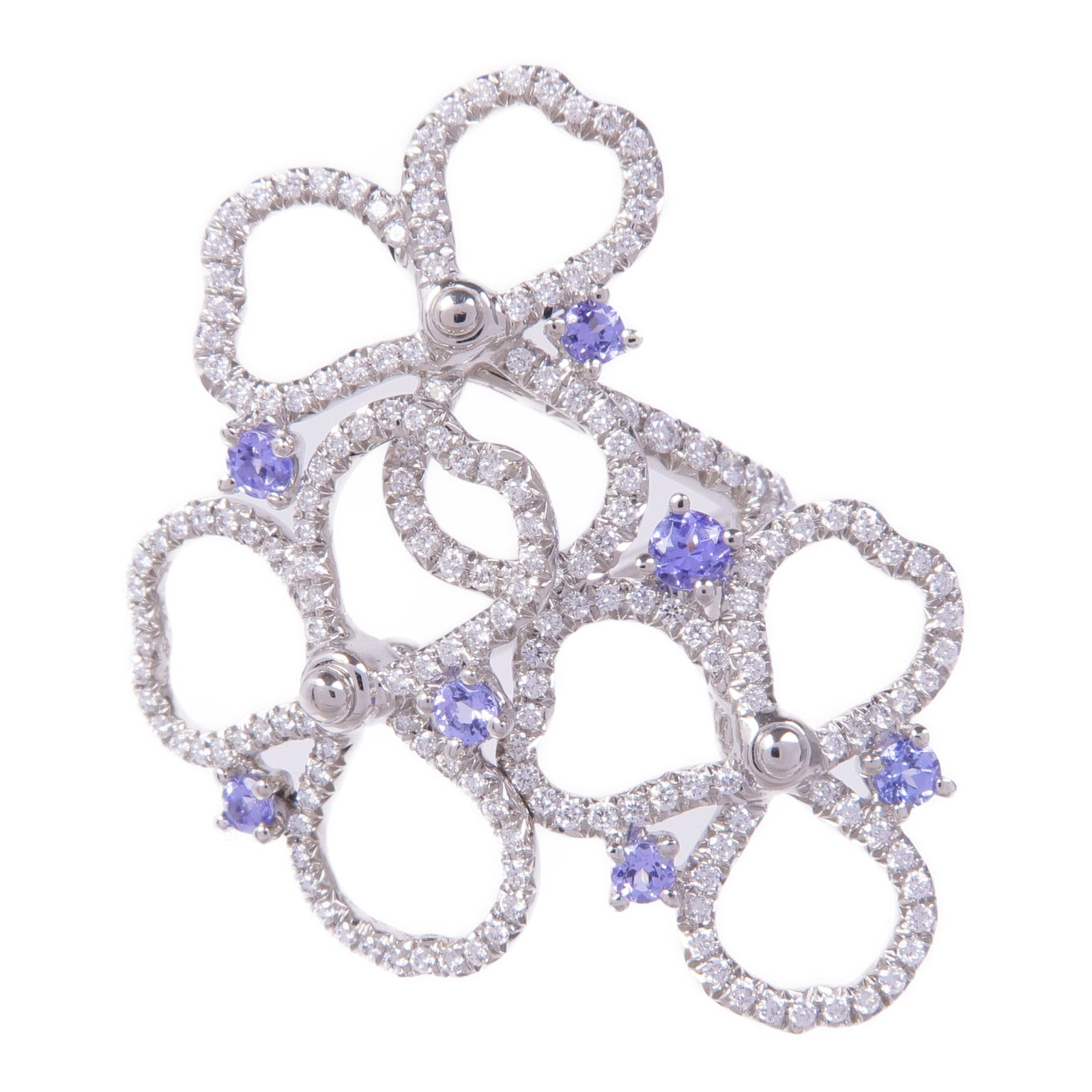 TIFFANY＆CO 【激減優惠】PT950鉑金Paper Flowers Ring鑽石/坦桑石戒指US#5.75