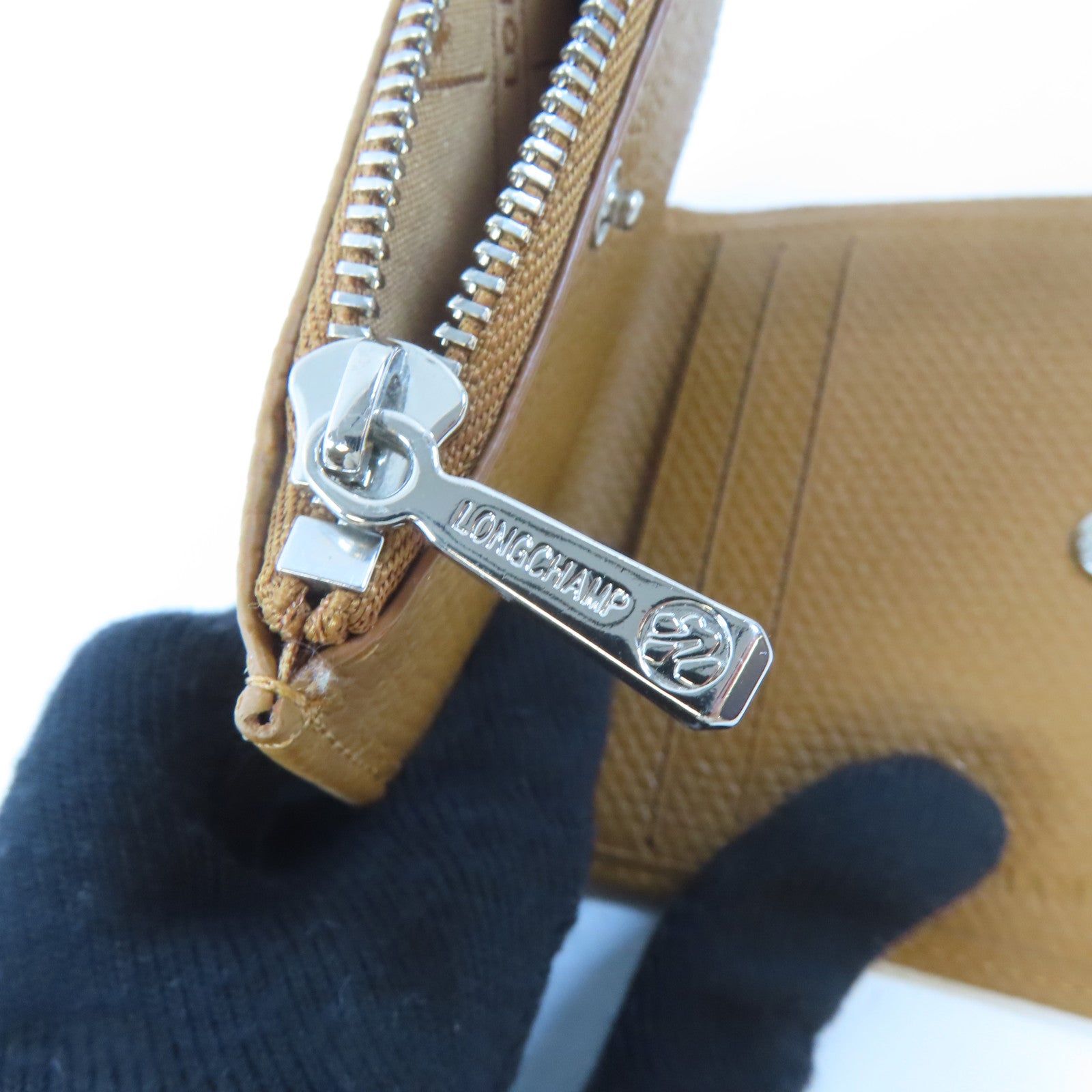 Longchamp 皮革Bifold Wallet銀扣錢包啡色