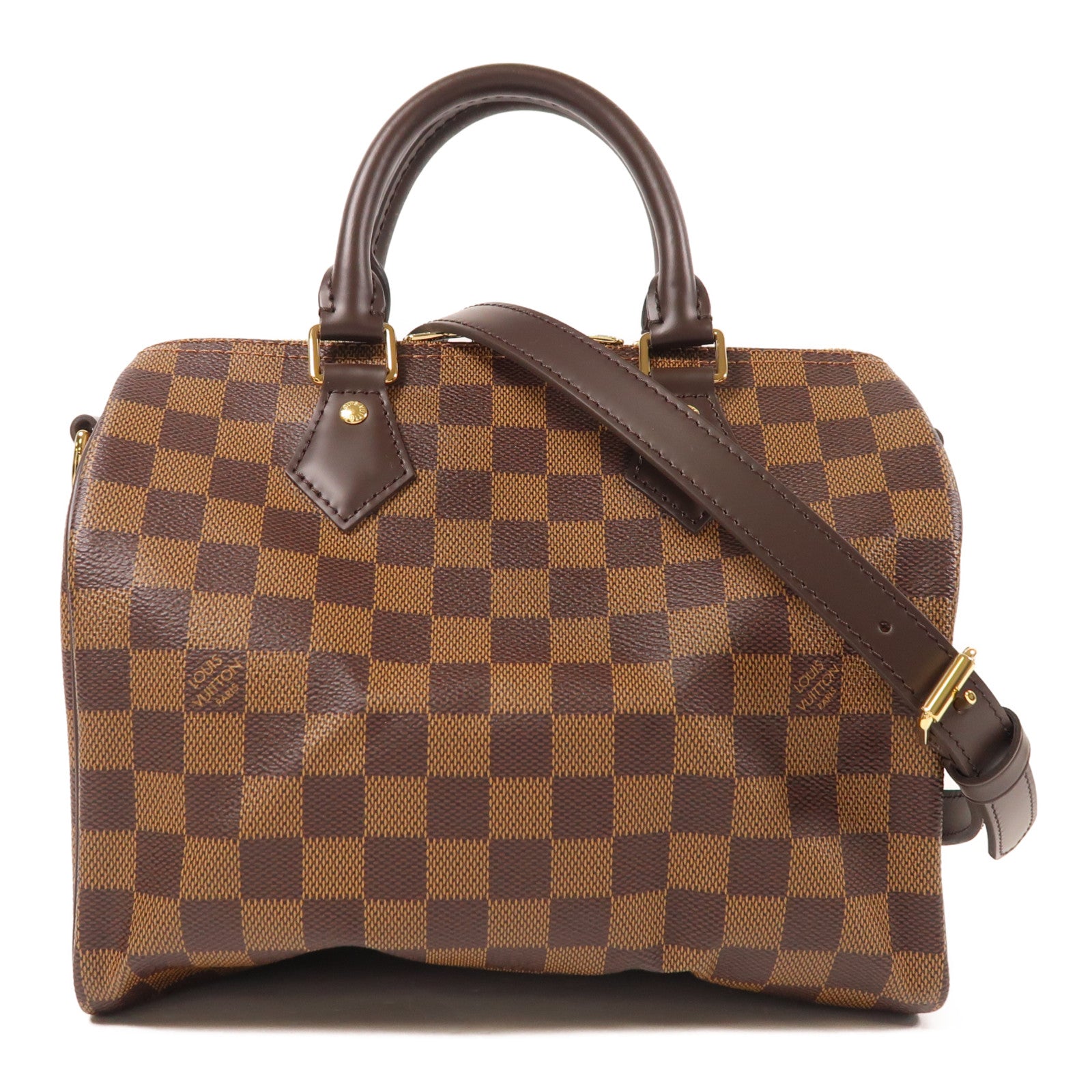 LOUIS VUITTON Damier Ebene Speedy Bandouliere 25金扣手挽肩背兩用袋