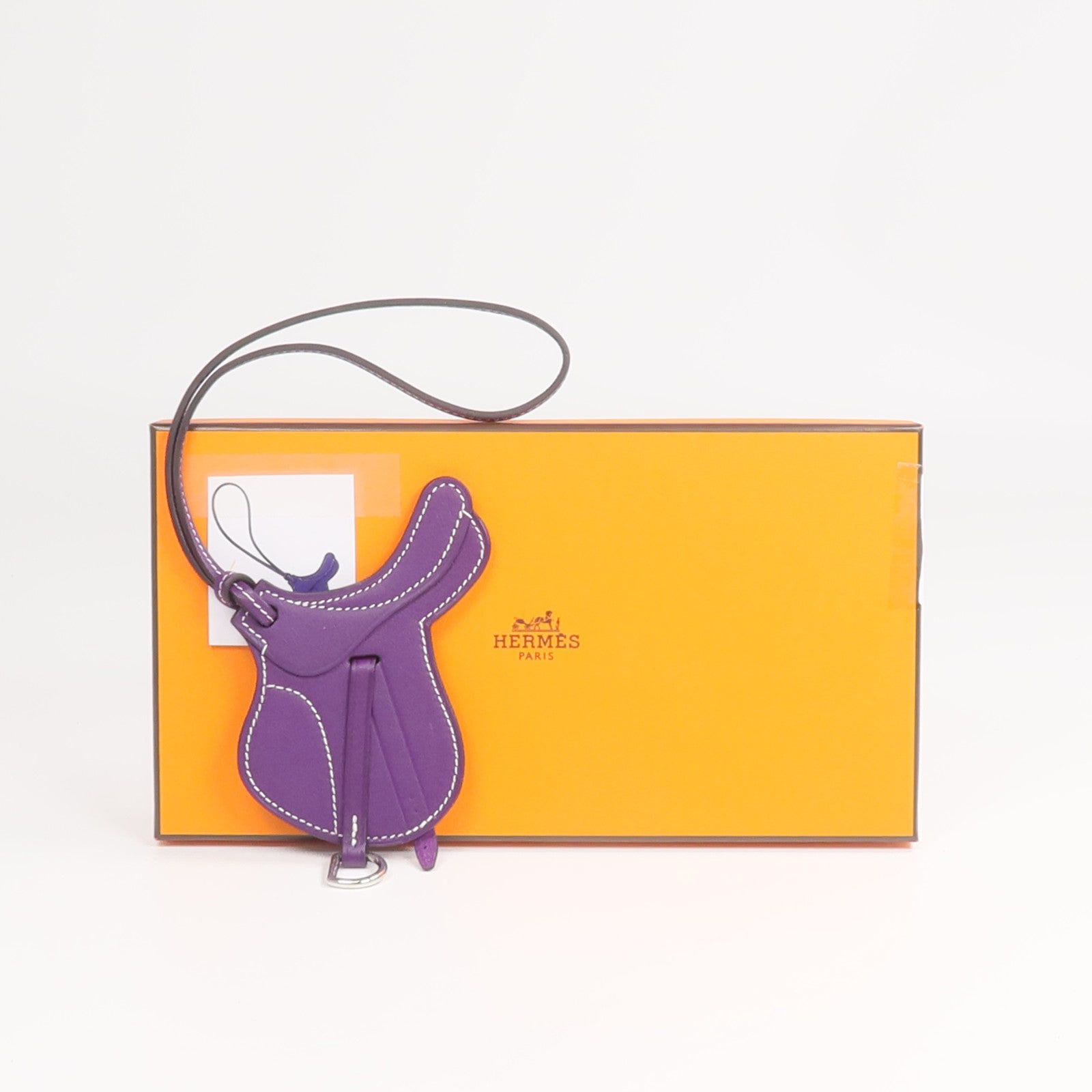 HERMES Swift皮革Paddock Fer a cheval Charm掛飾Purple