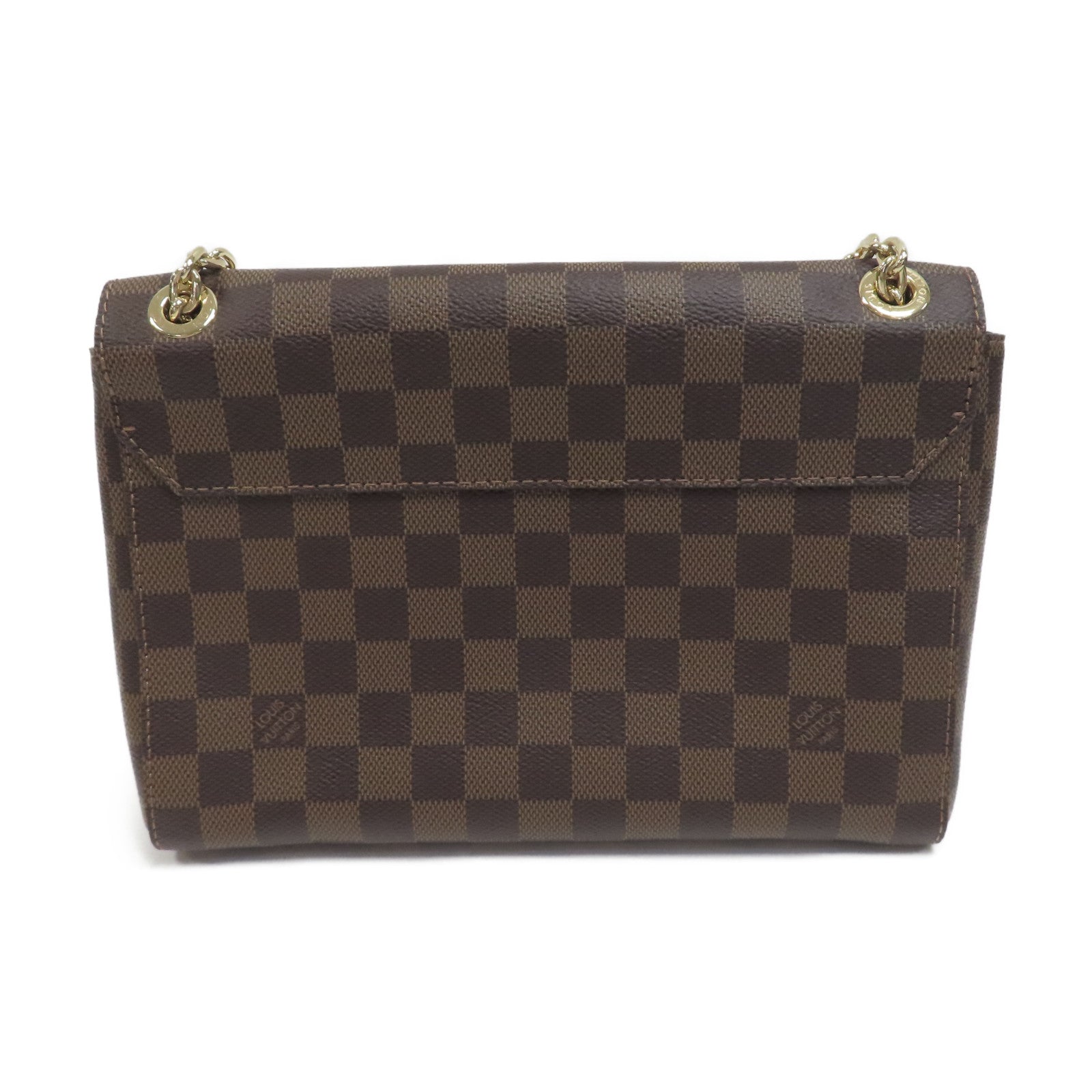 LOUIS VUITTON Damier Vavin PM金扣鏈帶肩背袋啡色/黑色