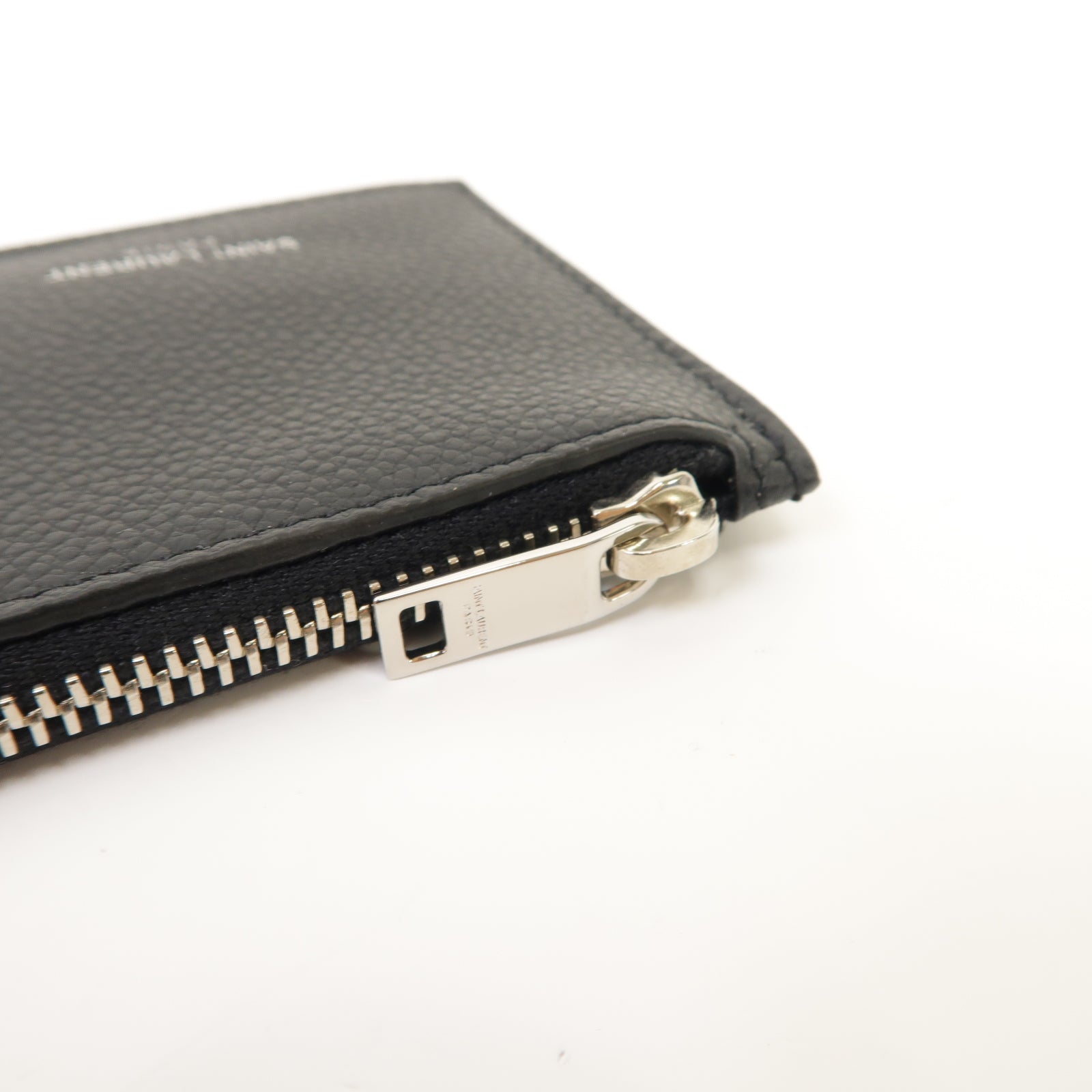 SAINT LAURENT 牛皮皮革Card Case銀扣卡片套黑色