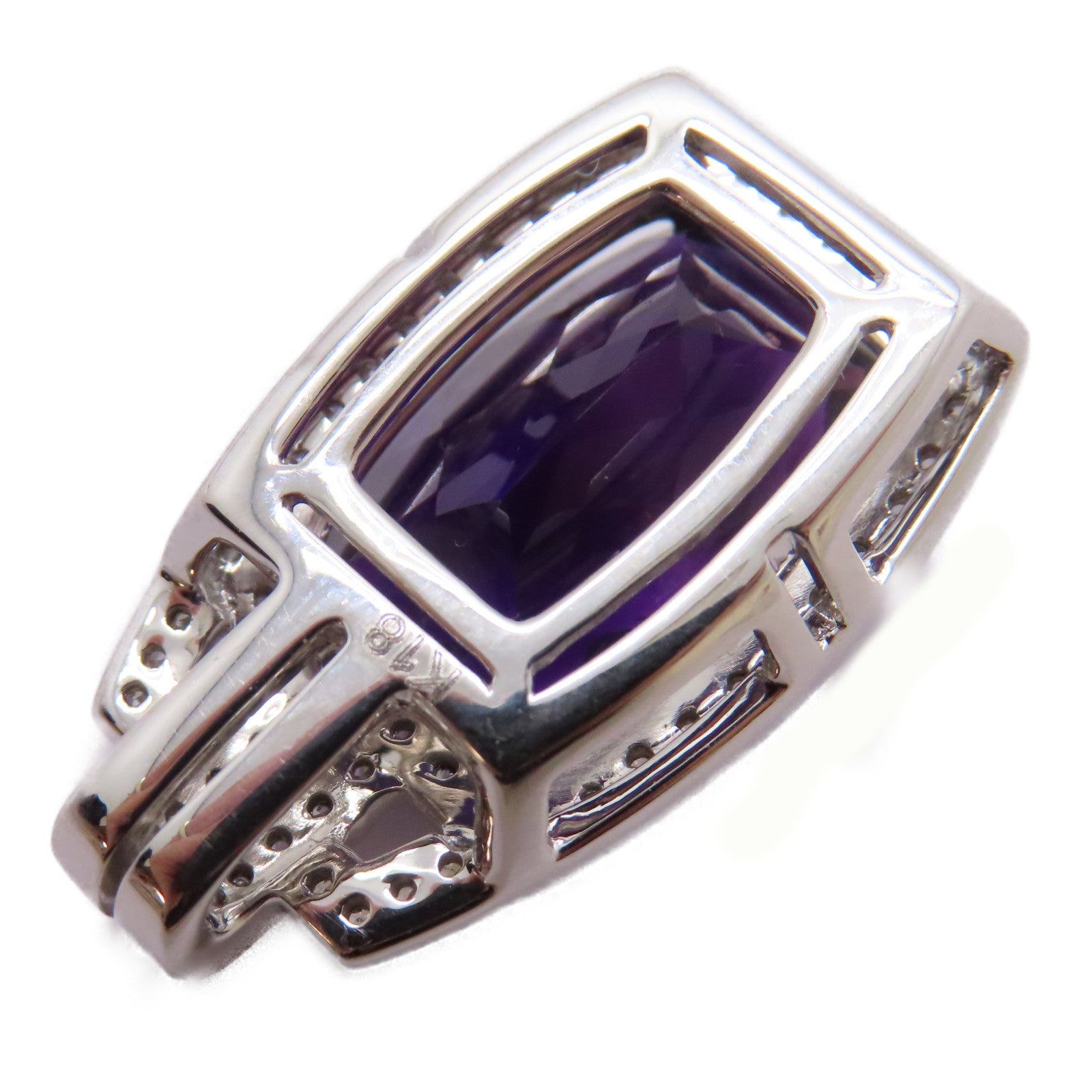 JEWELRY 18K白金Amethyst Diamond Pendant Top紫晶/鑽石吊墜