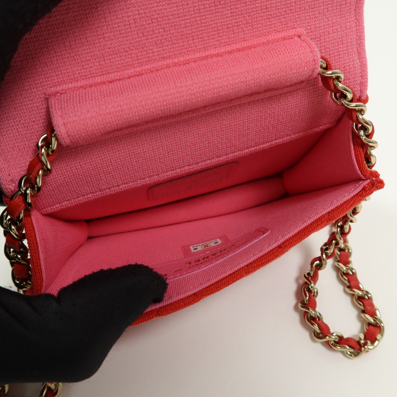 CHANEL Jersey Quilted Mini Flap Clutch With Chain鏈帶肩背袋