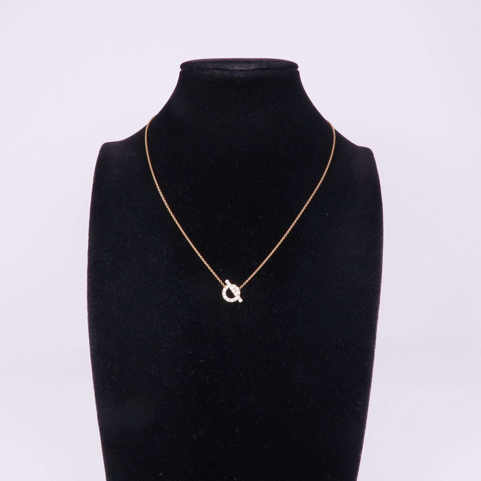 HERMES 18K玫瑰金Finesse pendant Necklace鑽石項鍊