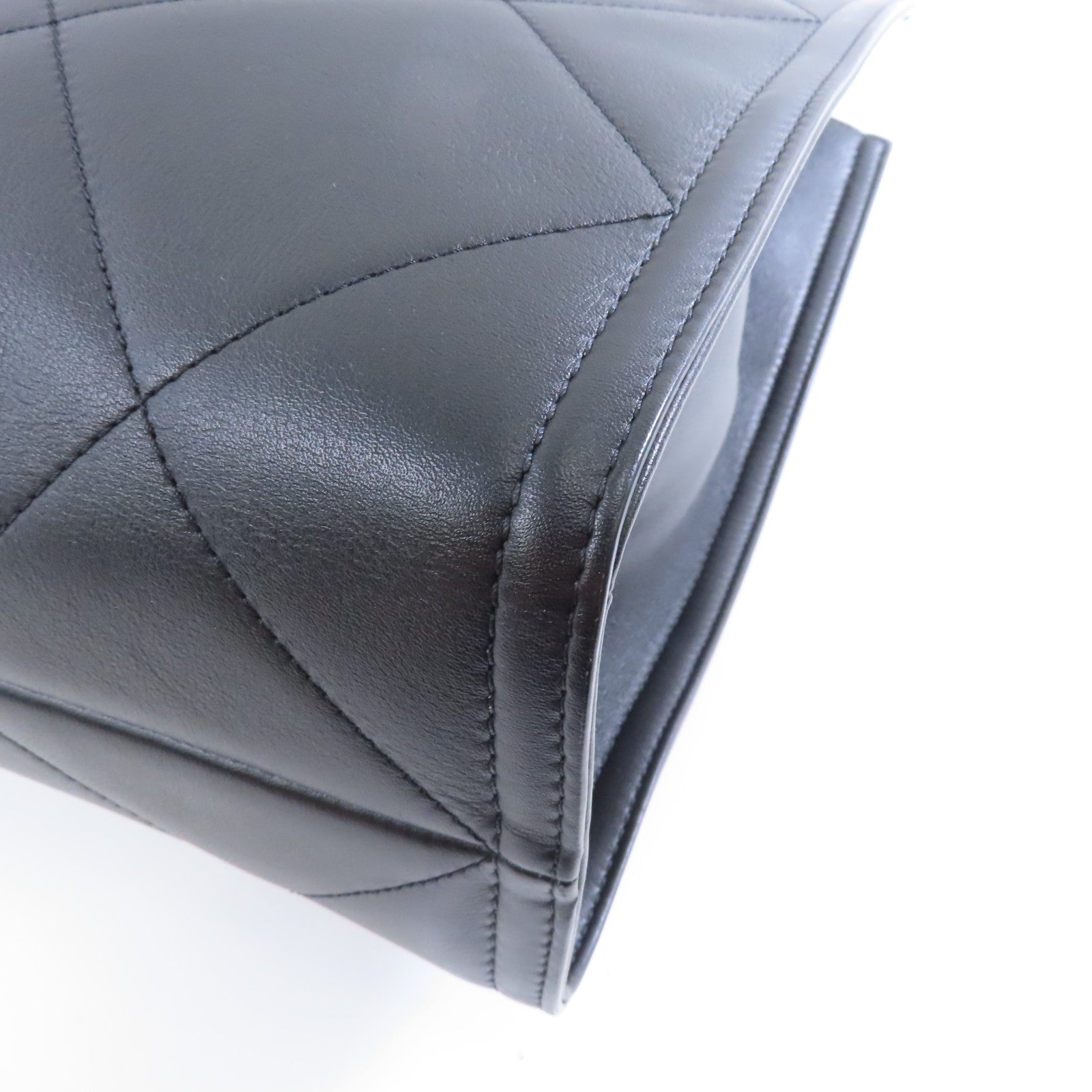 CHANEL 菱格羊皮皮革Shoulder Tote金扣肩背袋黑色
