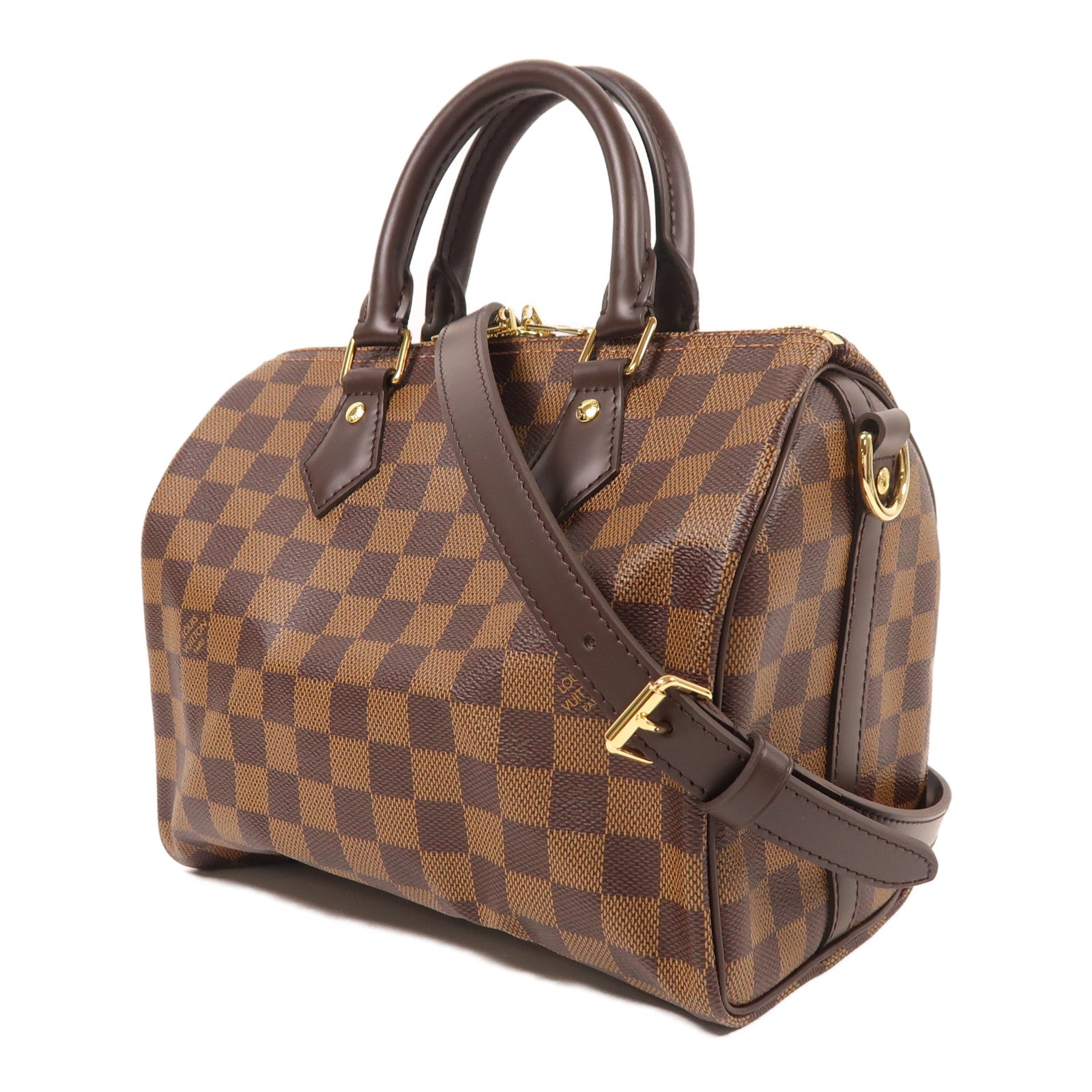 LOUIS VUITTON Damier Ebene Speedy Bandouliere 25金扣手挽肩背兩用袋