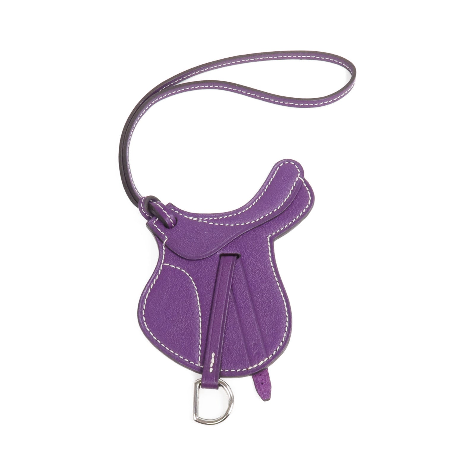 HERMES Swift皮革Paddock Fer a cheval Charm掛飾Purple