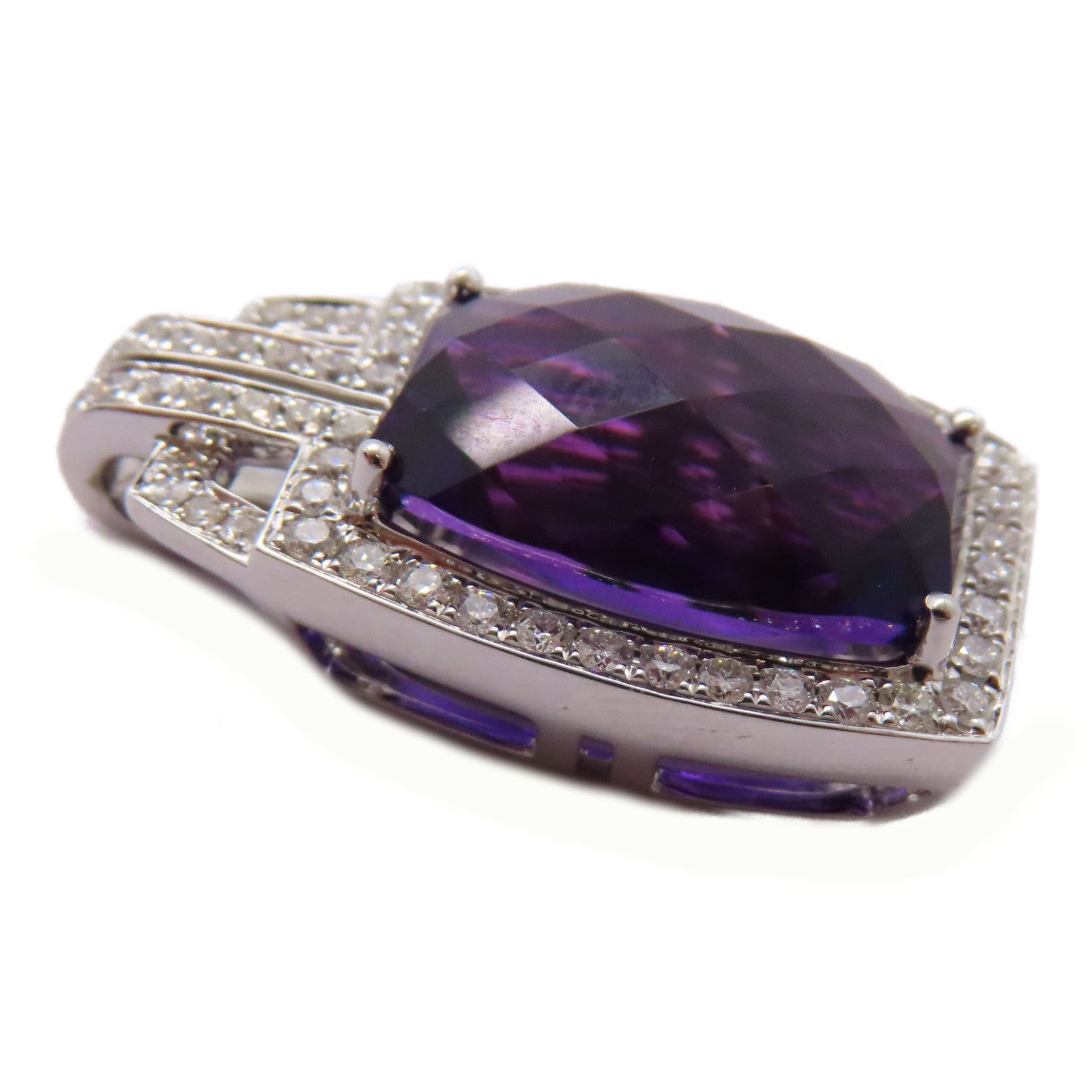 JEWELRY 18K白金Amethyst Diamond Pendant Top紫晶/鑽石吊墜