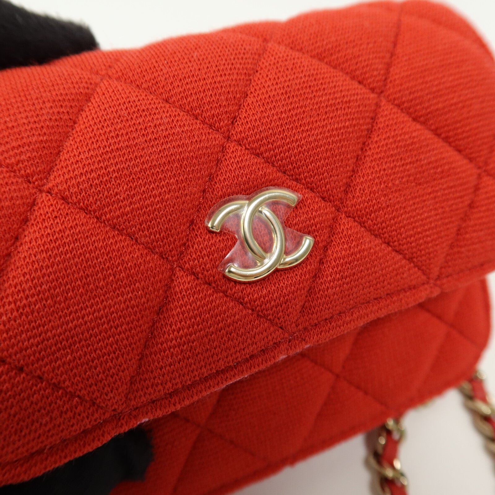 CHANEL Jersey Quilted Mini Flap Clutch With Chain鏈帶肩背袋