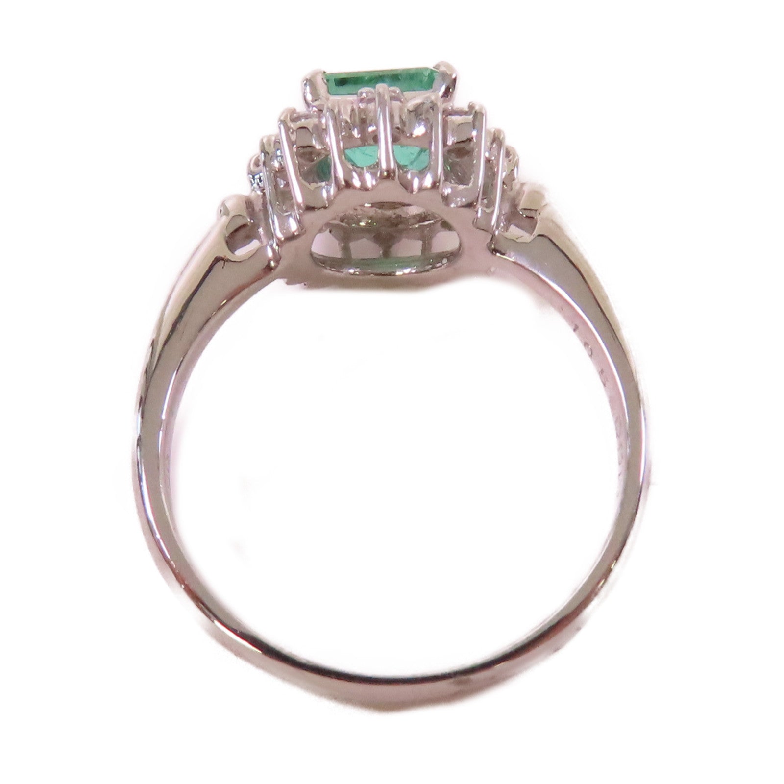 JEWELRY **【激減優惠】PT900鉑金/1.05ct綠寶石/0.12ct鑽石Emerald Ring戒指#6.75