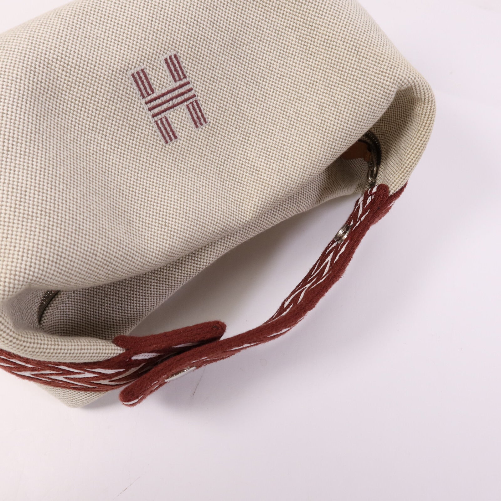 HERMES 帆布Bride A Brac銀扣手挽袋