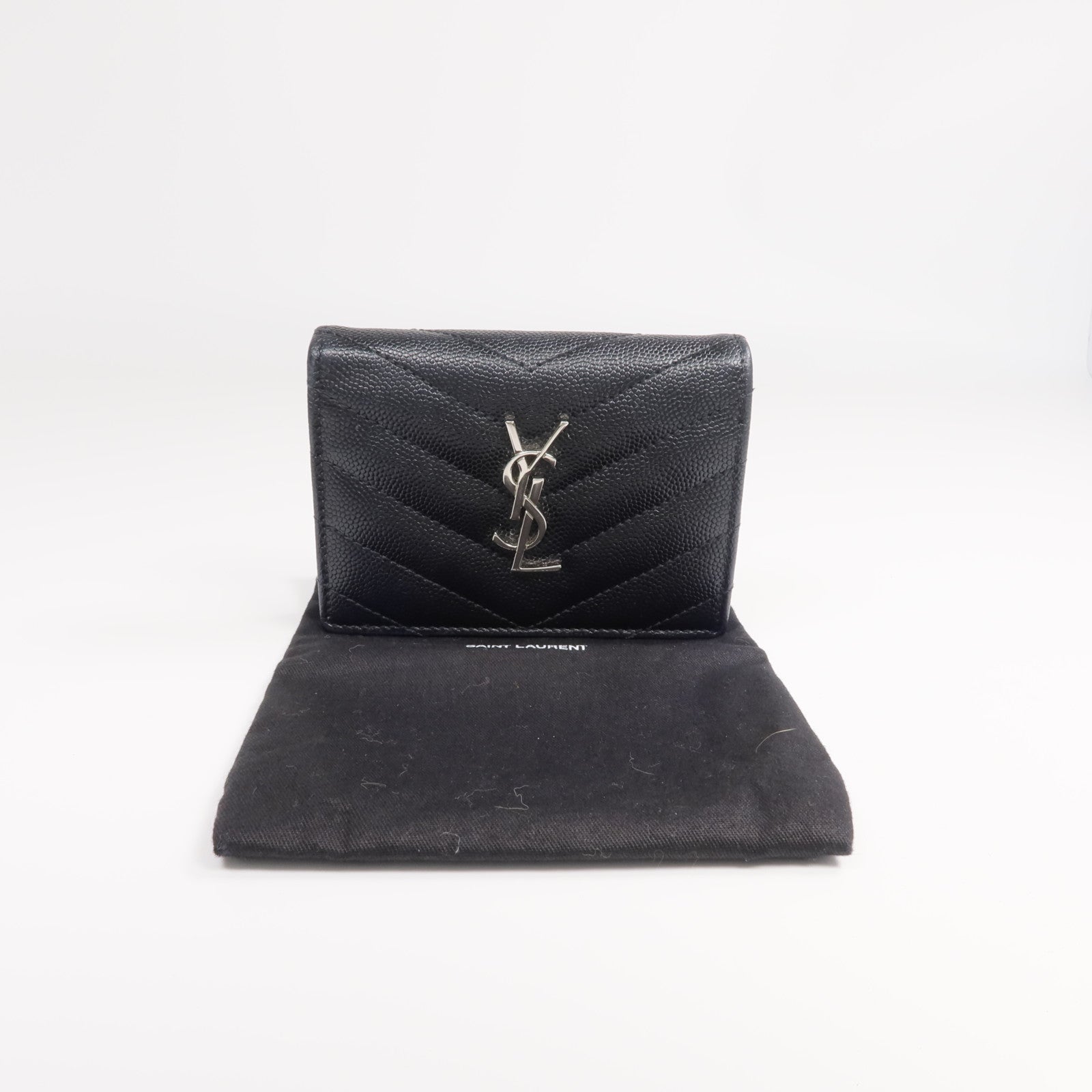 SAINT LAURENT 牛皮皮革Wallet銀扣錢包