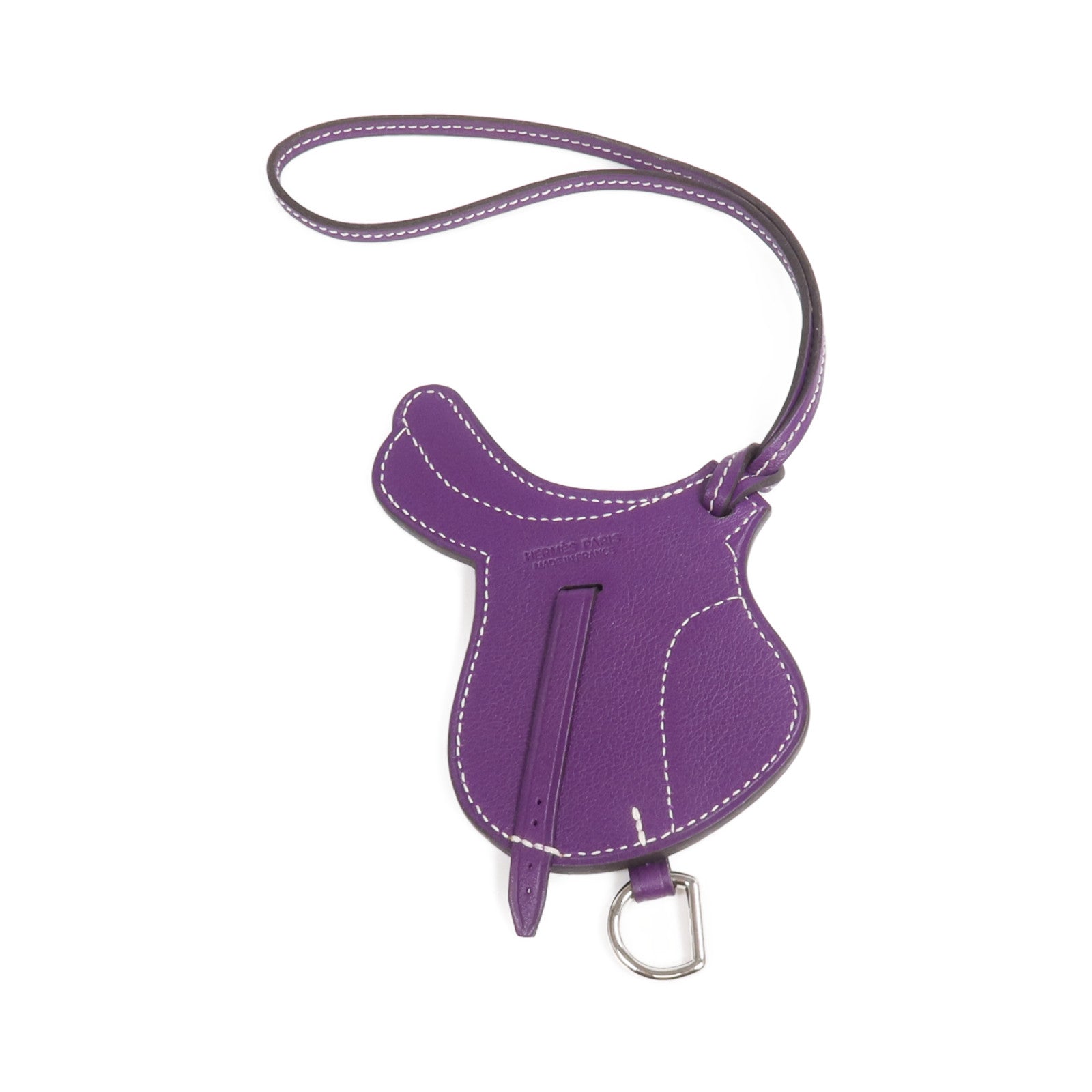 HERMES Swift皮革Paddock Fer a cheval Charm掛飾Purple