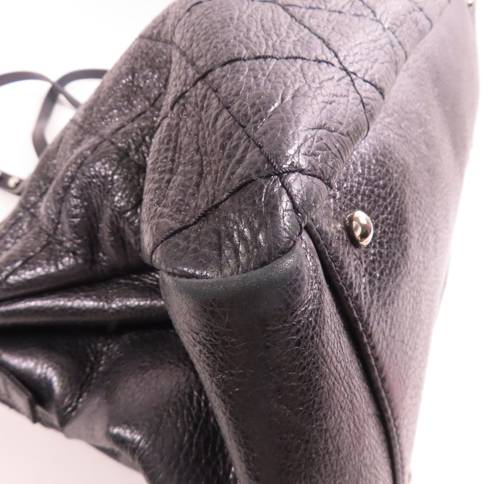 CHANEL 牛皮皮革Tote Bag銀扣手挽袋