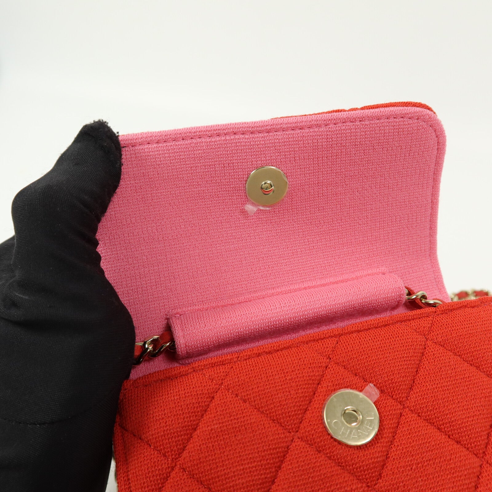 CHANEL Jersey Quilted Mini Flap Clutch With Chain鏈帶肩背袋