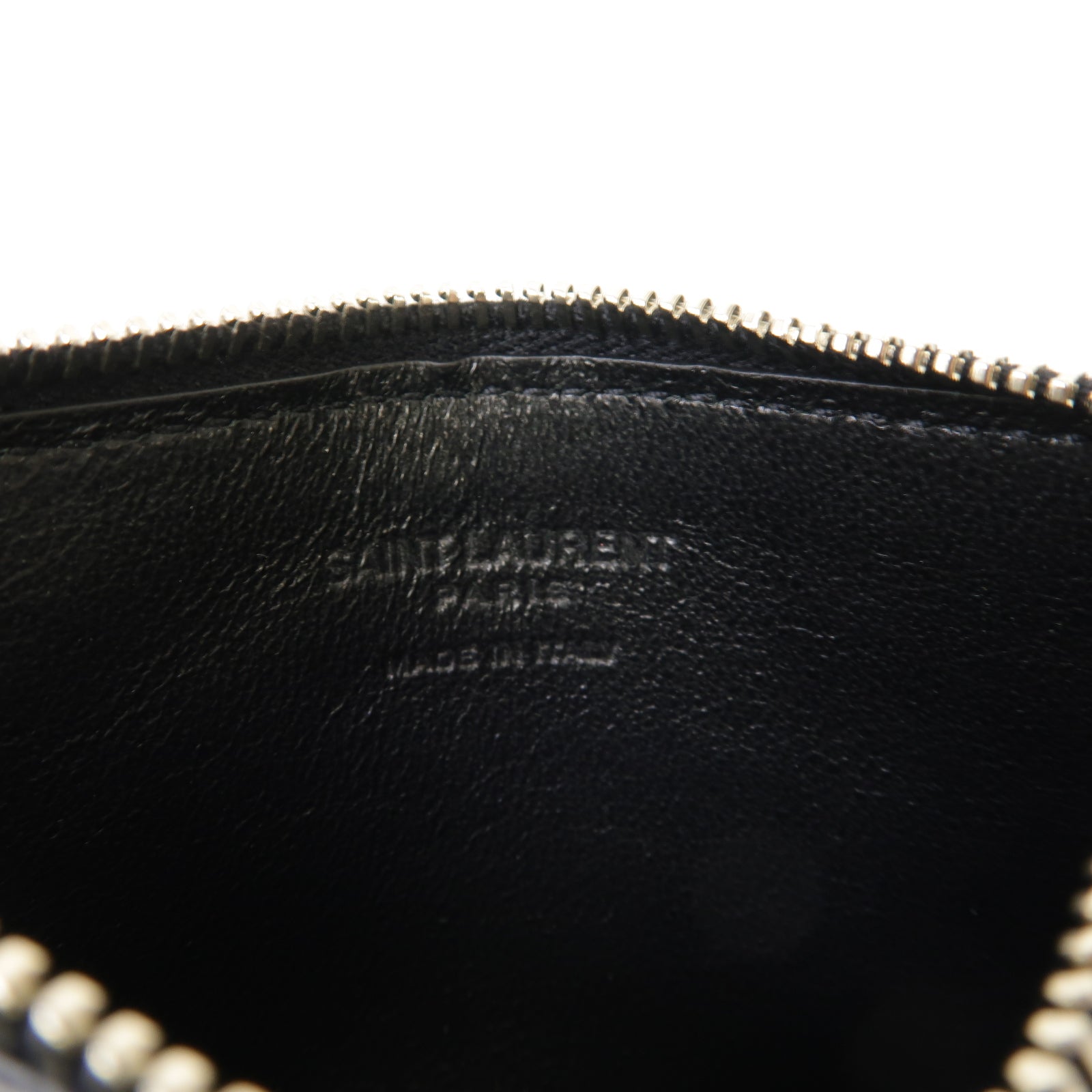 SAINT LAURENT 牛皮皮革Card Case銀扣卡片套黑色