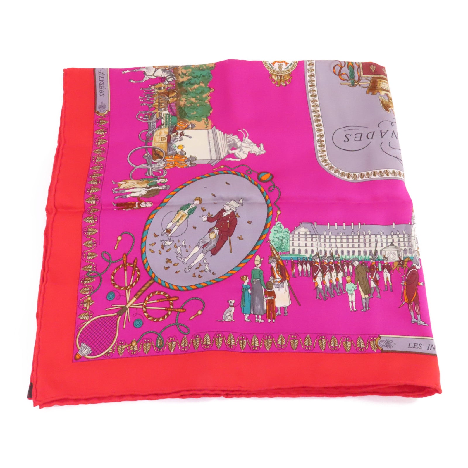HERMES 絲質65x65 Scarf絲巾紫色/紅色/彩色