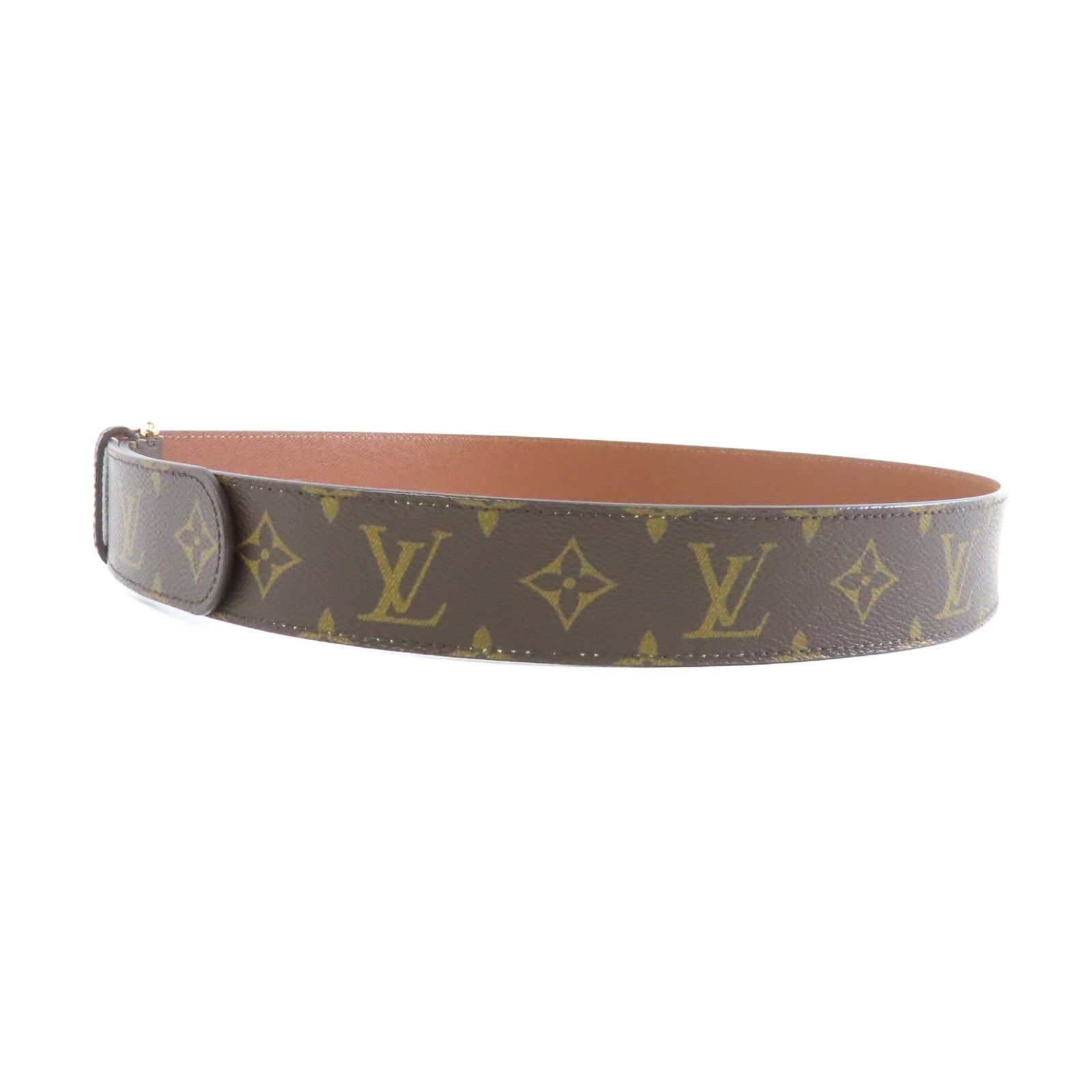LOUIS VUITTON Monogram Belt金扣皮帶啡色