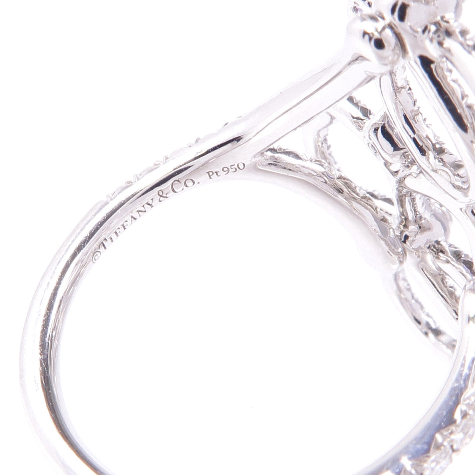 TIFFANY＆CO PT950鉑金Paper Flowers Ring鑽石/坦桑石戒指US#5.75