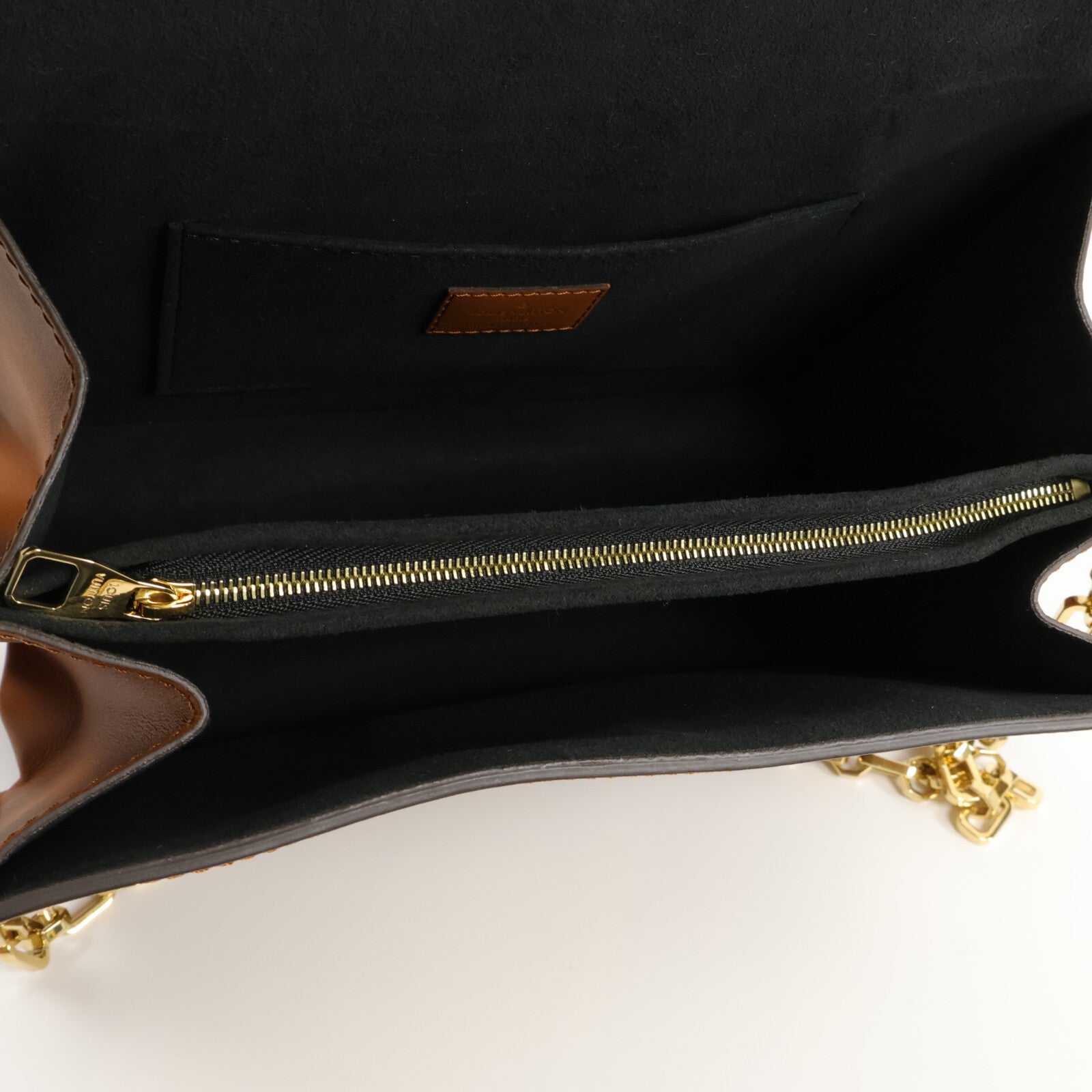 LOUIS VUITTON Monogram/Monogram Reverse Dauphine MM金扣手挽肩背兩用袋棕色