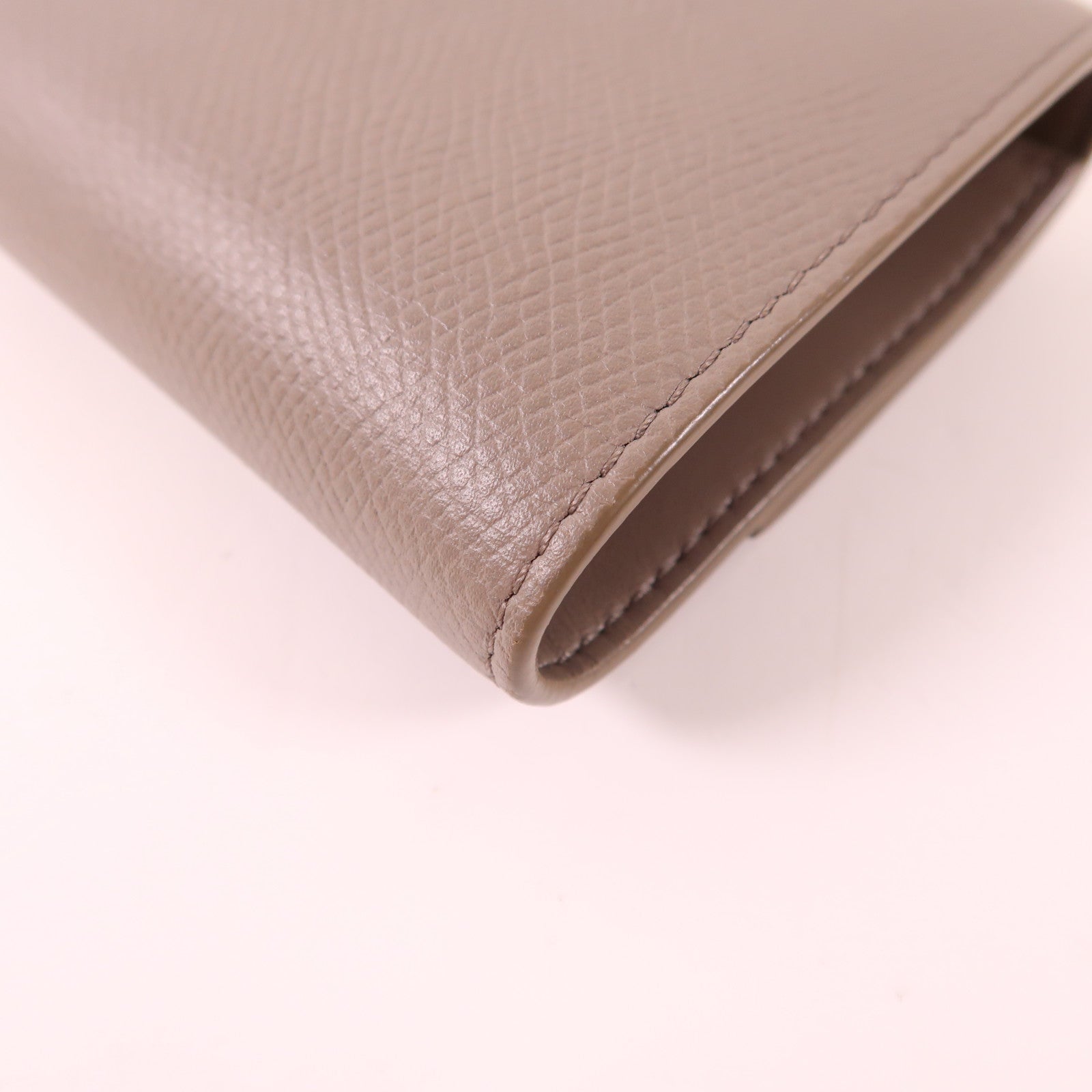 CELINE GHW Small Trifold Wallet Calfskin Leather Gray Pebble