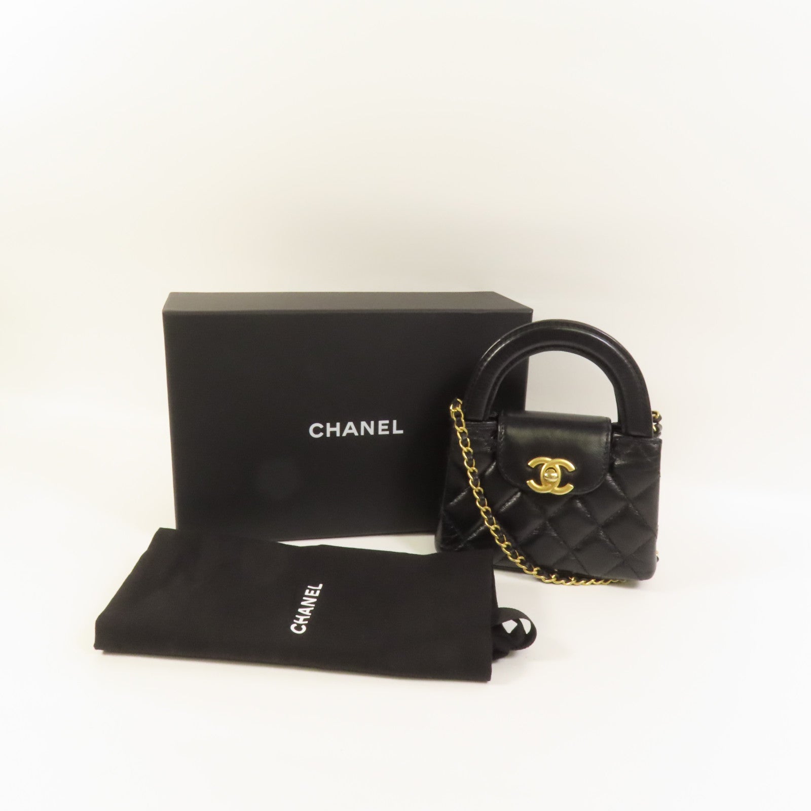 CHANEL 【激減優惠】牛皮皮革Kelly Nano金扣手挽肩背兩用袋