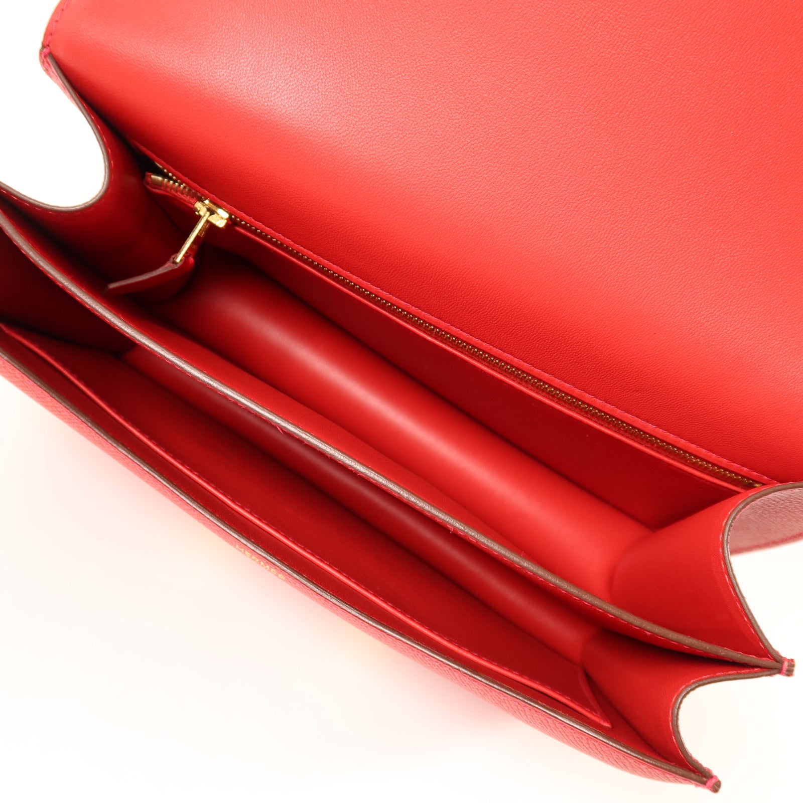 HERMES Epsom皮革Constance 24金扣肩背袋Rouge Casaque