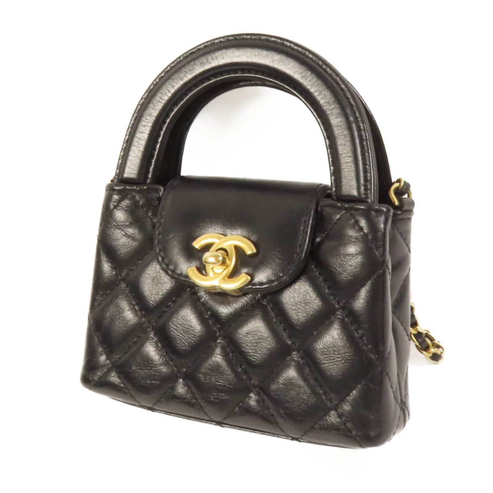 CHANEL 【激減優惠】牛皮皮革Kelly Nano金扣手挽肩背兩用袋