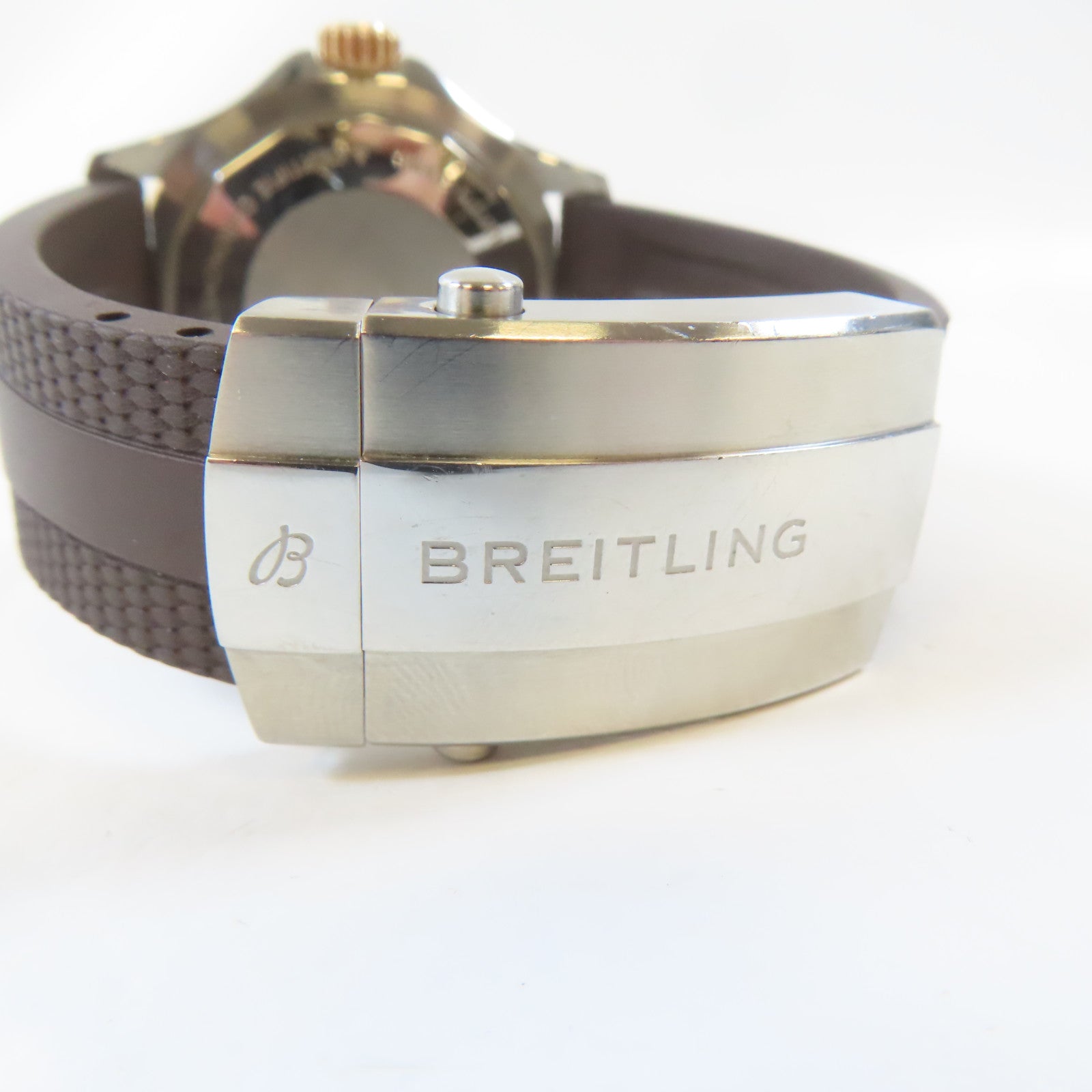 BREITLING Superocean18K玫瑰金/不鏽鋼手錶自動機芯黑色#17cm