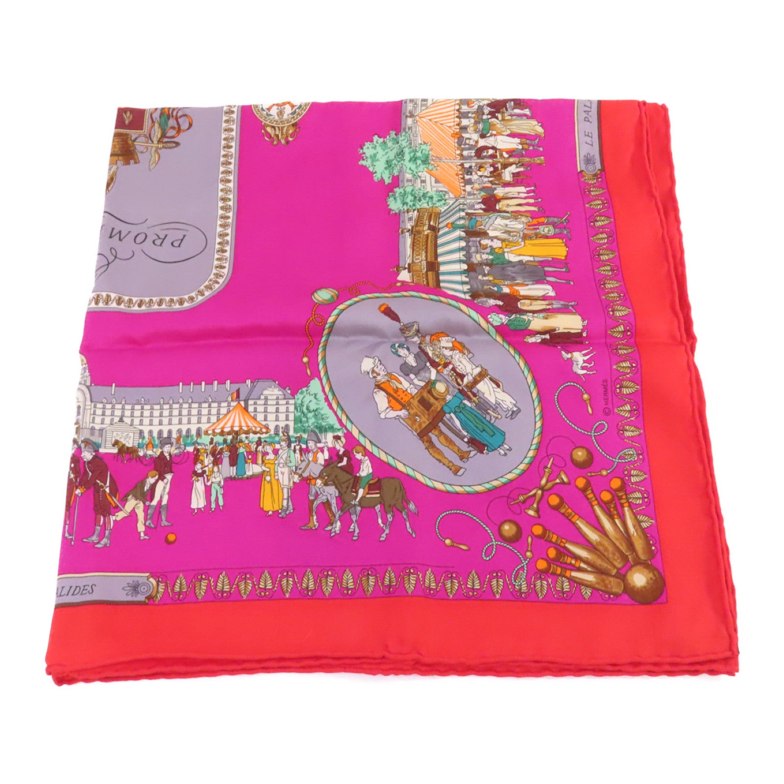 HERMES 絲質65x65 Scarf絲巾紫色/紅色/彩色