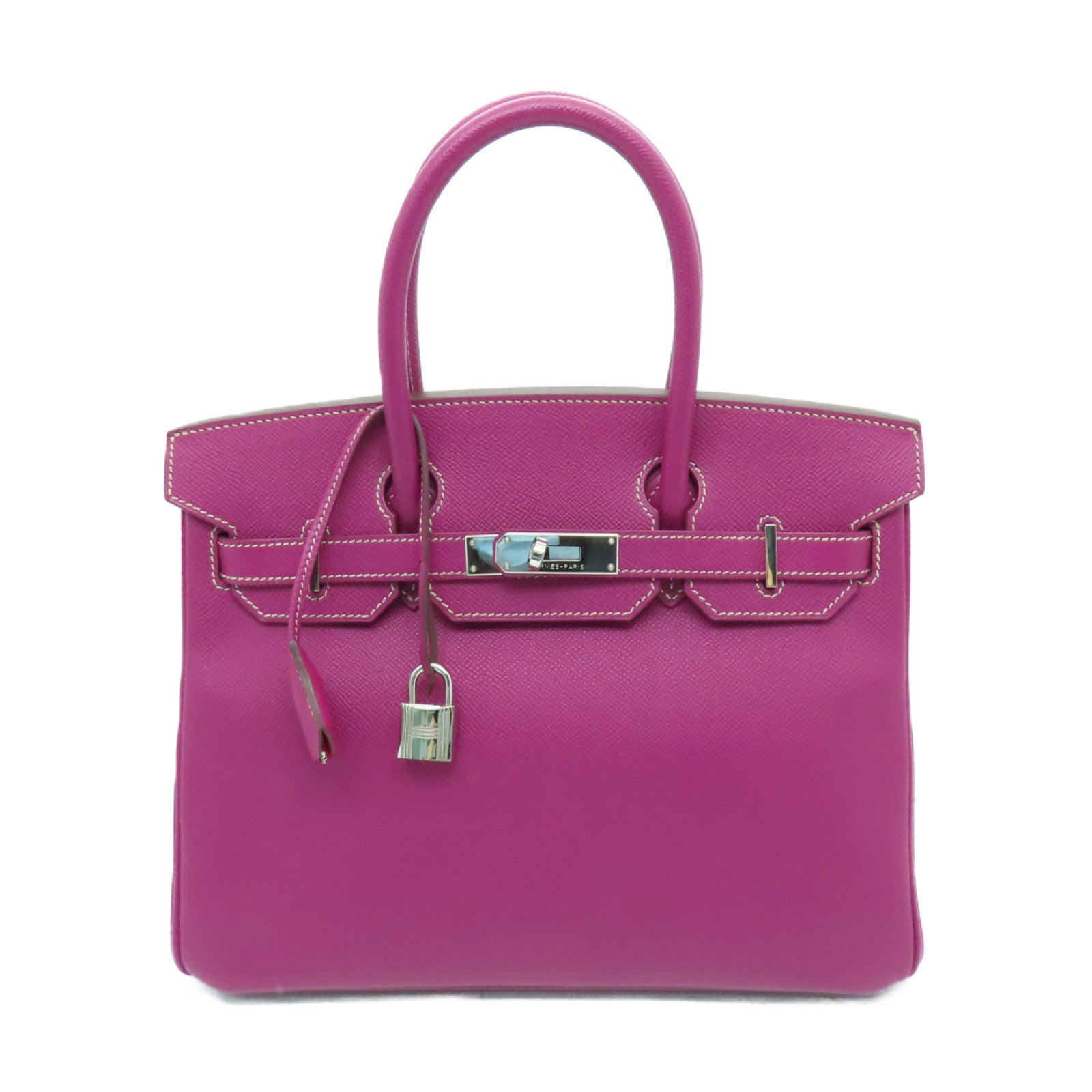 HERMES 【清倉大減價】Epsom皮革Birkin 30銀扣手挽袋紫色
