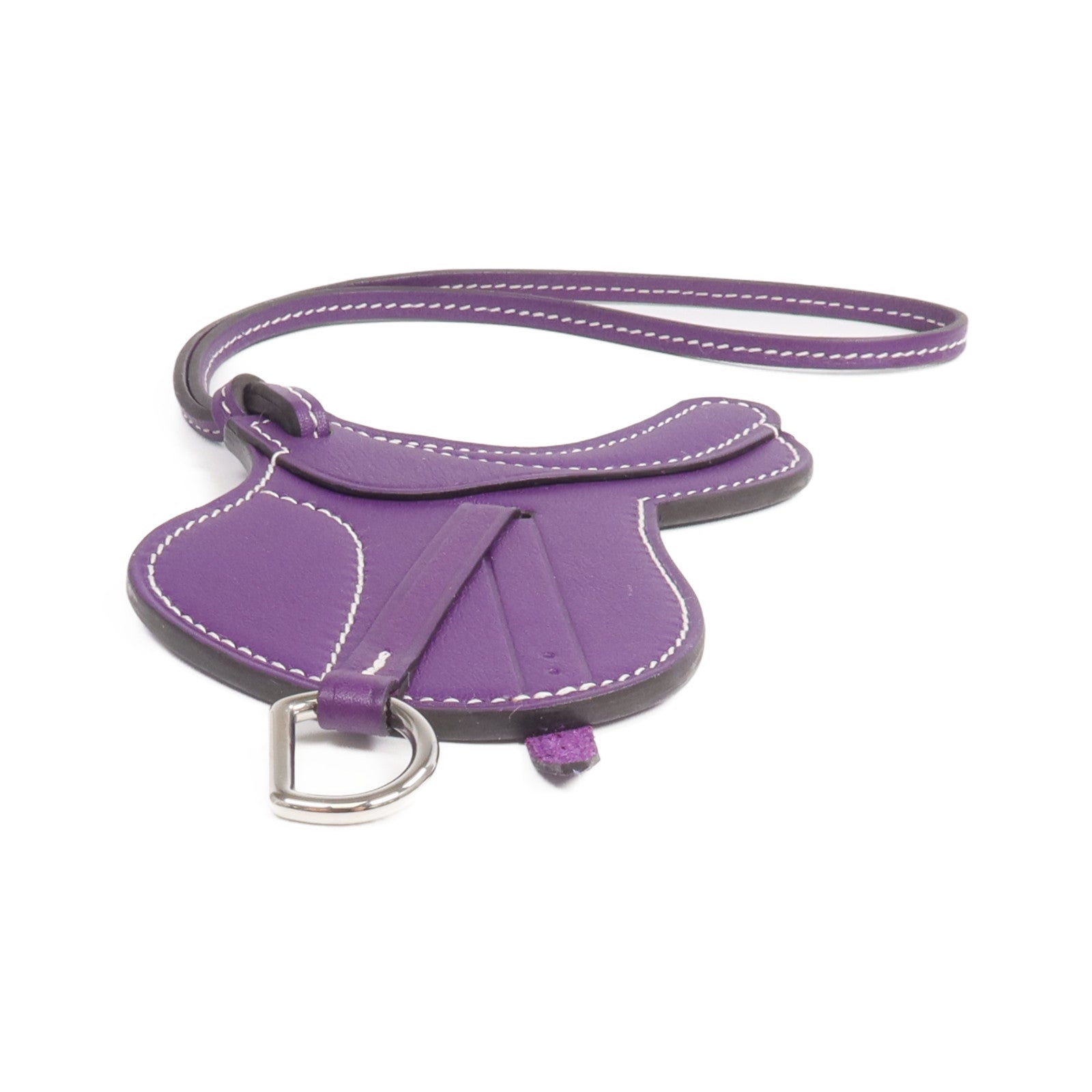 HERMES Swift皮革Paddock Fer a cheval Charm掛飾Purple