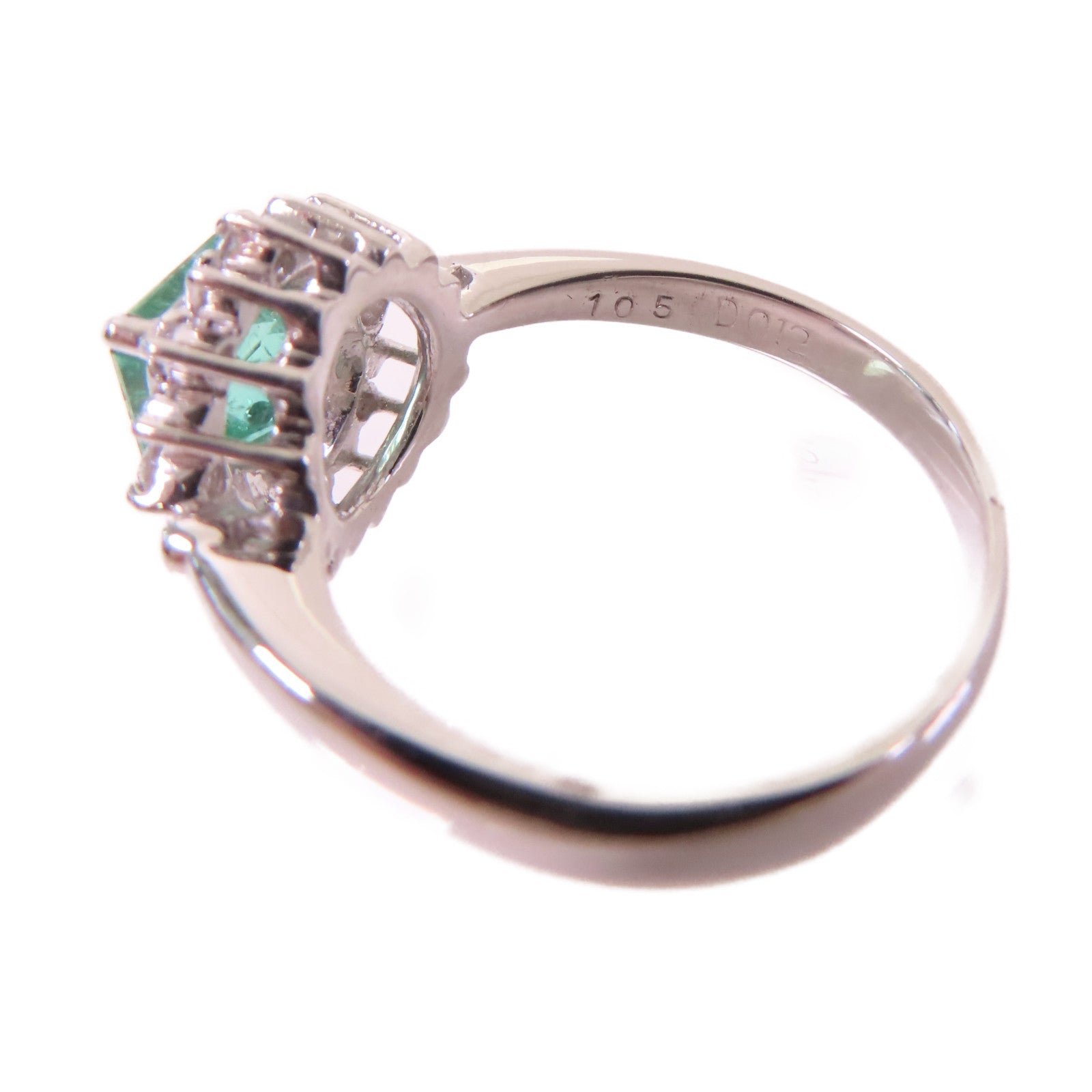 JEWELRY **【激減優惠】PT900鉑金/1.05ct綠寶石/0.12ct鑽石Emerald Ring戒指#6.75