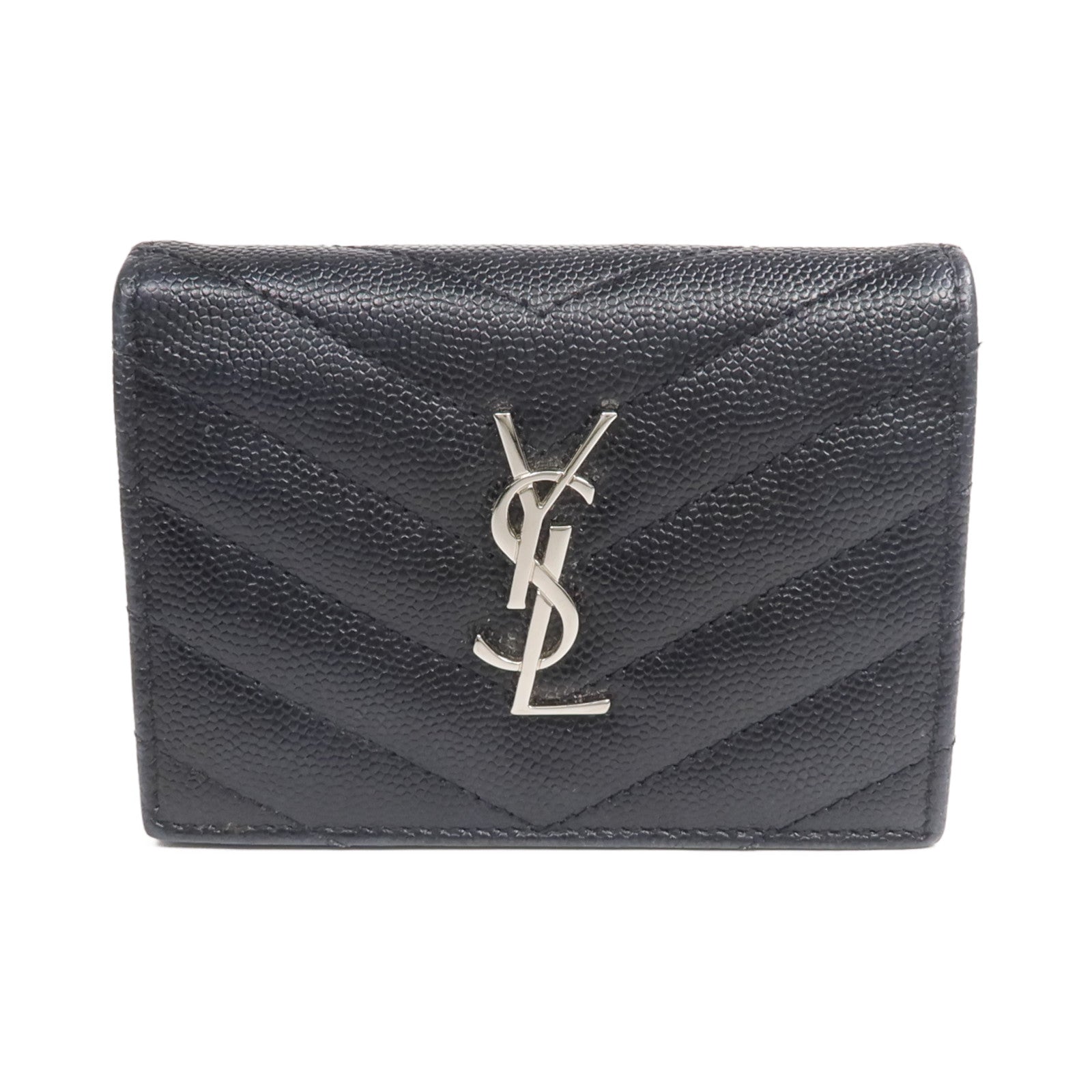SAINT LAURENT 牛皮皮革Wallet銀扣錢包