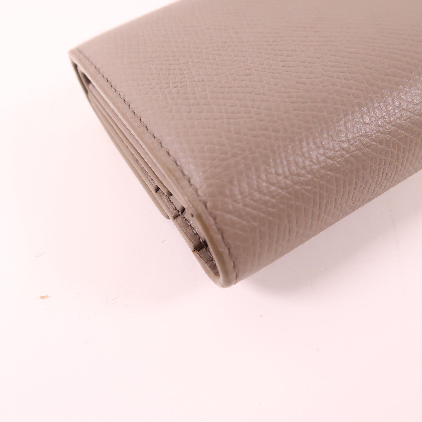 CELINE GHW Small Trifold Wallet Calfskin Leather Gray Pebble