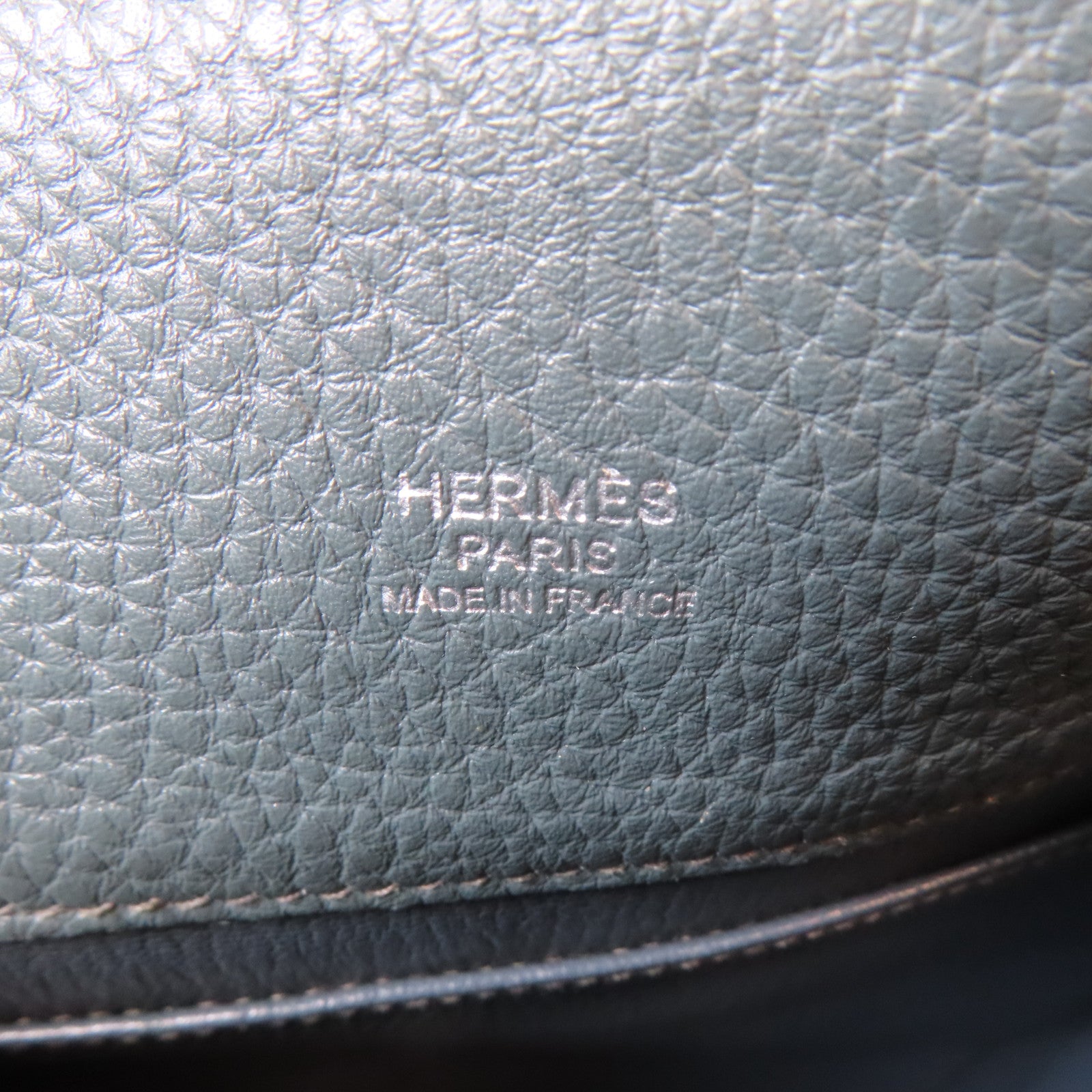 HERMES Clemence皮革So Kelly Bag22銀扣肩背袋Bleu Orage/灰藍色