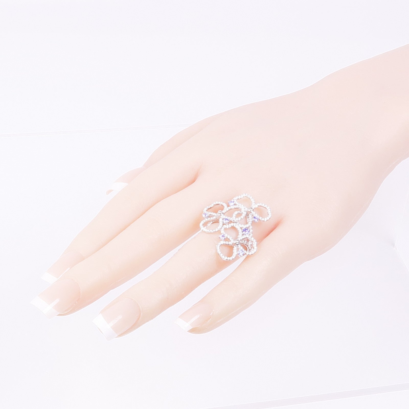 TIFFANY＆CO 【激減優惠】PT950鉑金Paper Flowers Ring鑽石/坦桑石戒指US#5.75