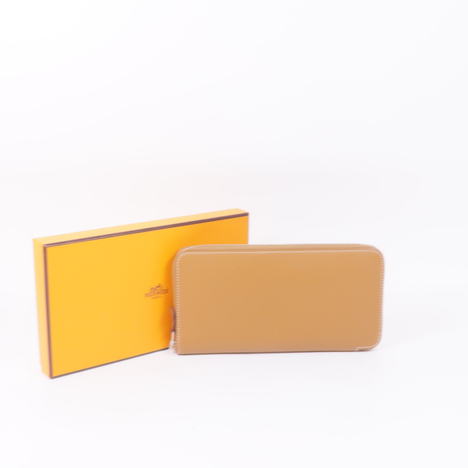 HERMES Epsom皮革Silk In Long Wallet銀扣長錢包37 Gold