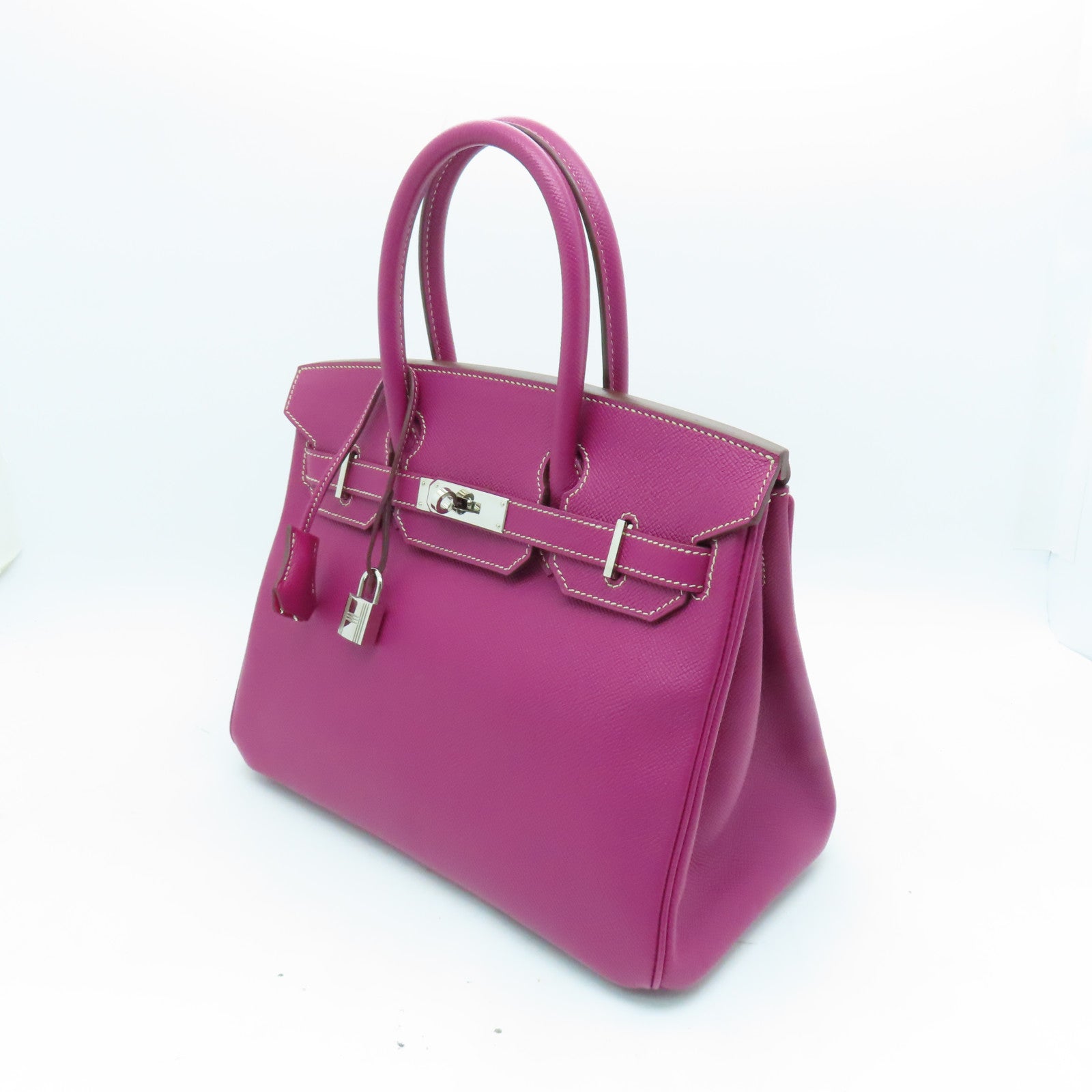 HERMES 【清倉大減價】Epsom皮革Birkin 30銀扣手挽袋紫色