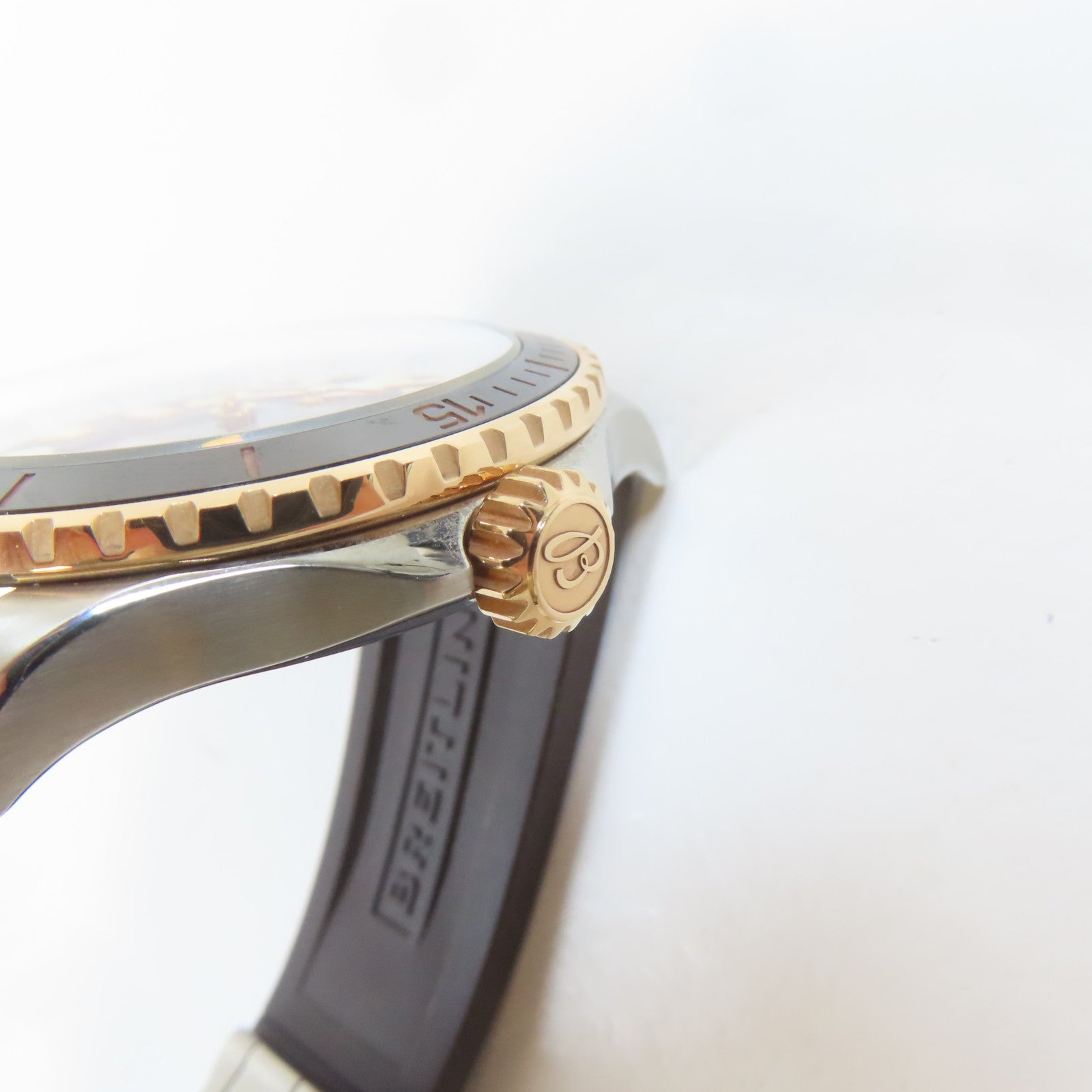BREITLING Superocean18K玫瑰金/不鏽鋼手錶自動機芯黑色#17cm