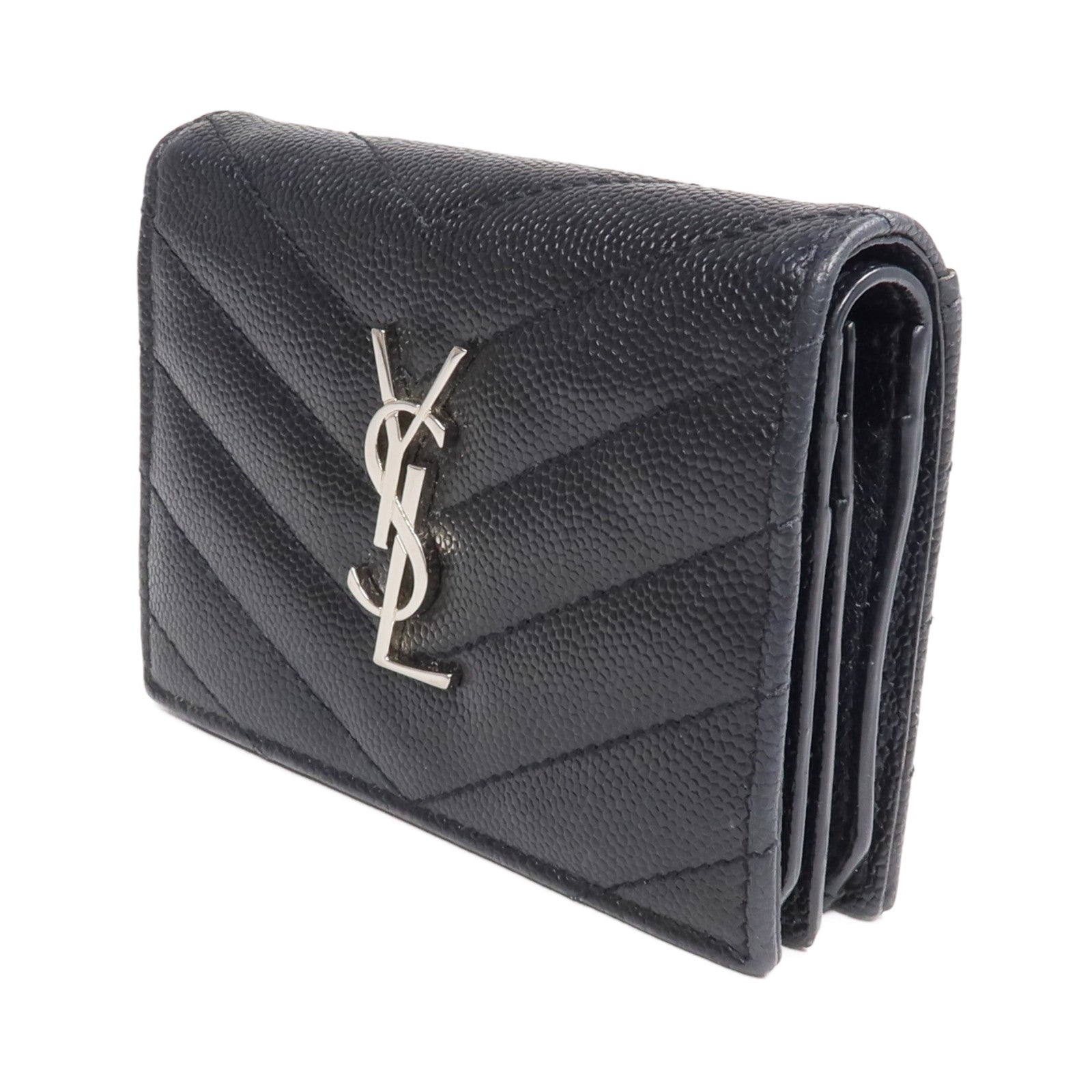 SAINT LAURENT 牛皮皮革Wallet銀扣錢包