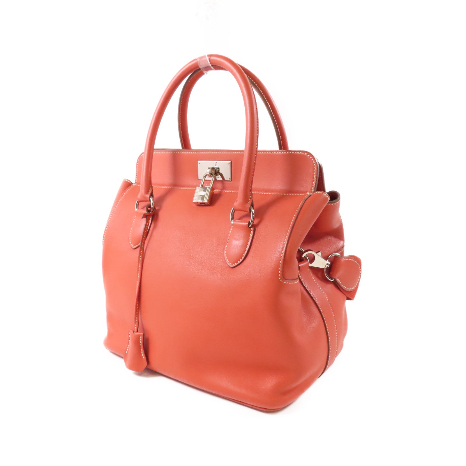 HERMES Evercolor皮革Toolbox 26銀扣手挽肩背兩用袋Sanguine