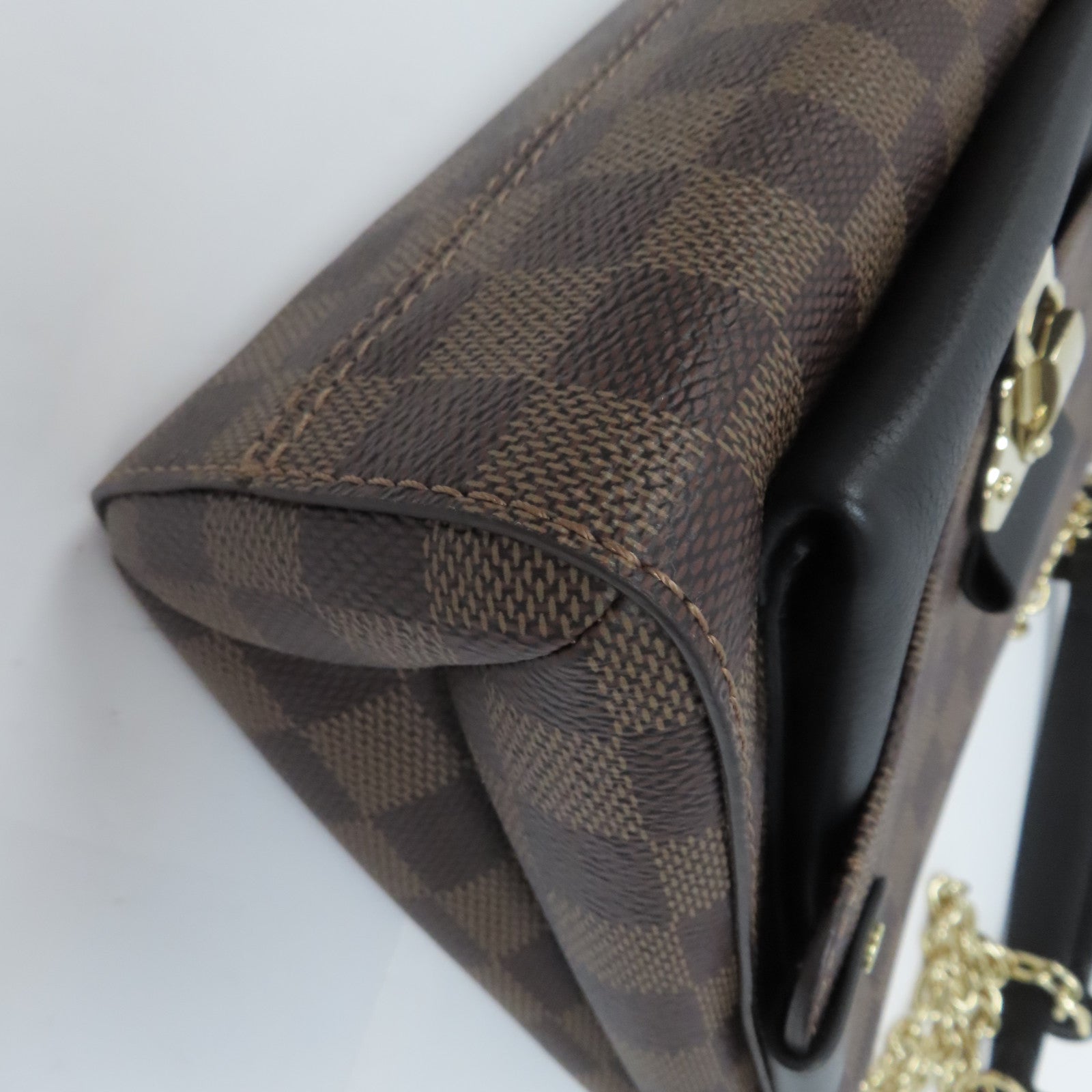 LOUIS VUITTON Damier Vavin PM金扣鏈帶肩背袋啡色/黑色
