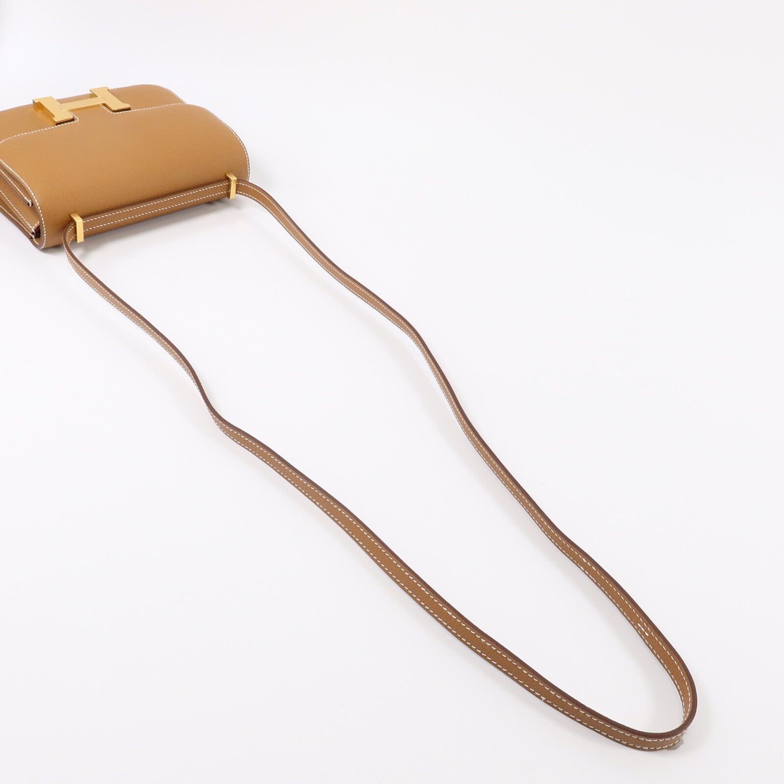 HERMES Epsom皮革Constance Mini肩背袋Gold