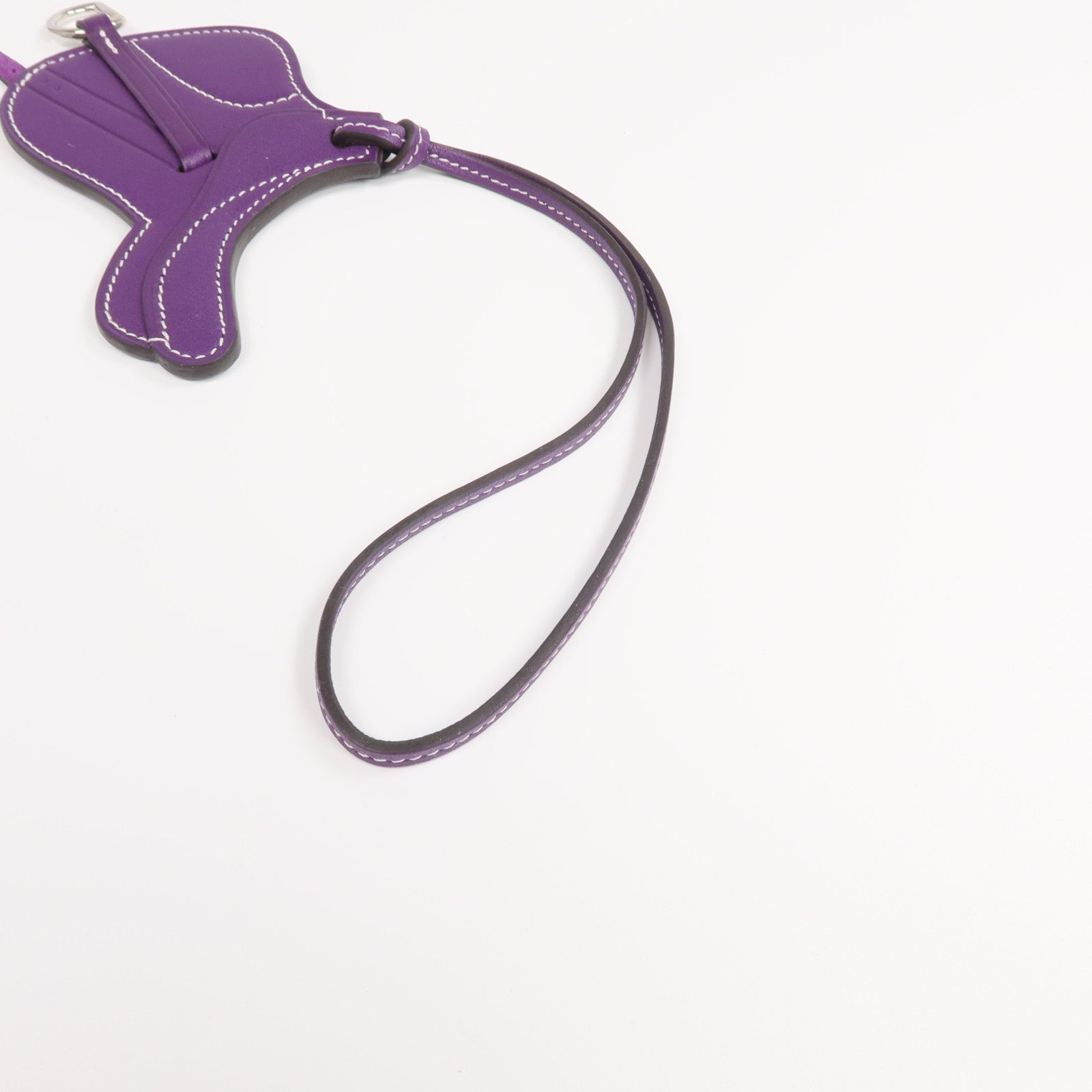 HERMES Swift皮革Paddock Fer a cheval Charm掛飾Purple
