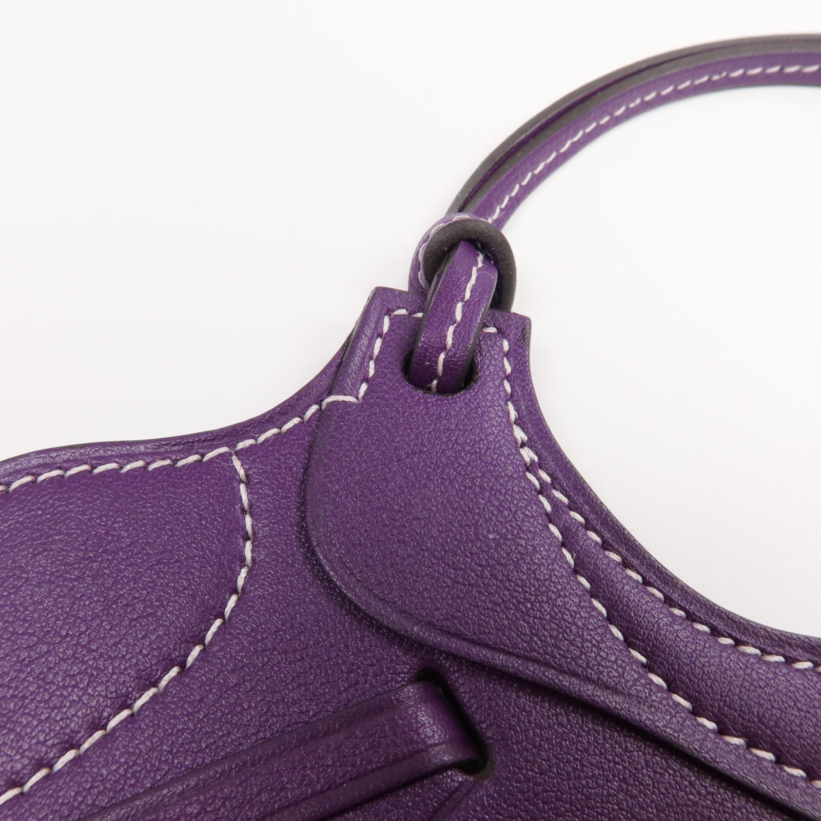 HERMES Swift皮革Paddock Fer a cheval Charm掛飾Purple